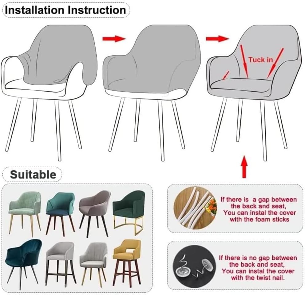 Set of 6/4/2/1 Dining Room Chair Covers Slipcovers with Arms Back Stretch Office Chair Covers Curved Dining Chair Protector Covers for Home Bar Kitchen (Color : Coffee, Size : 6PCS)
