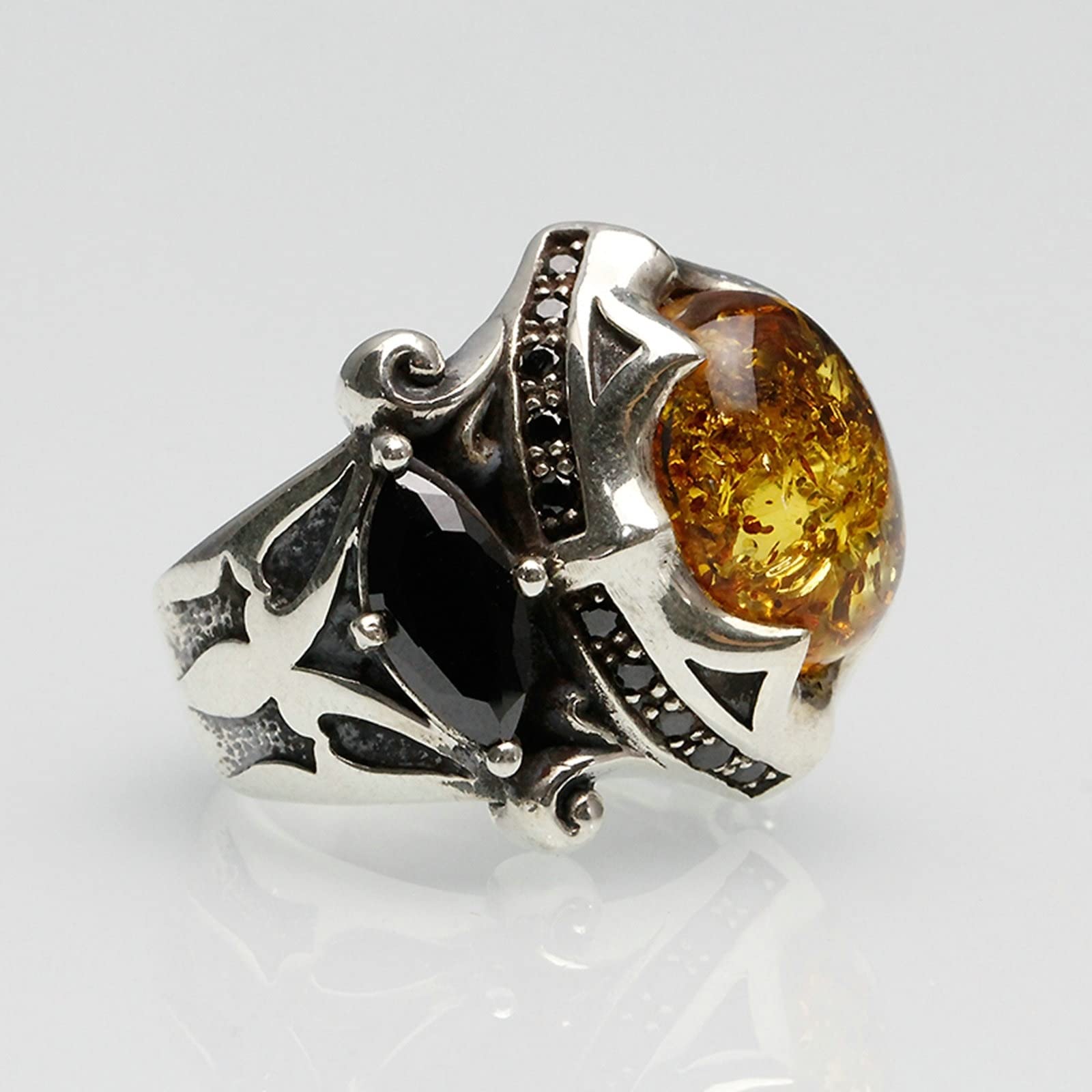 Gualiy Anillo de plata de ley 925, anillo para hombre, plata de ley 925 con circonitas cúbicas, anillo de talla N 1/2 - X 1/2, Cubic Zirconia,