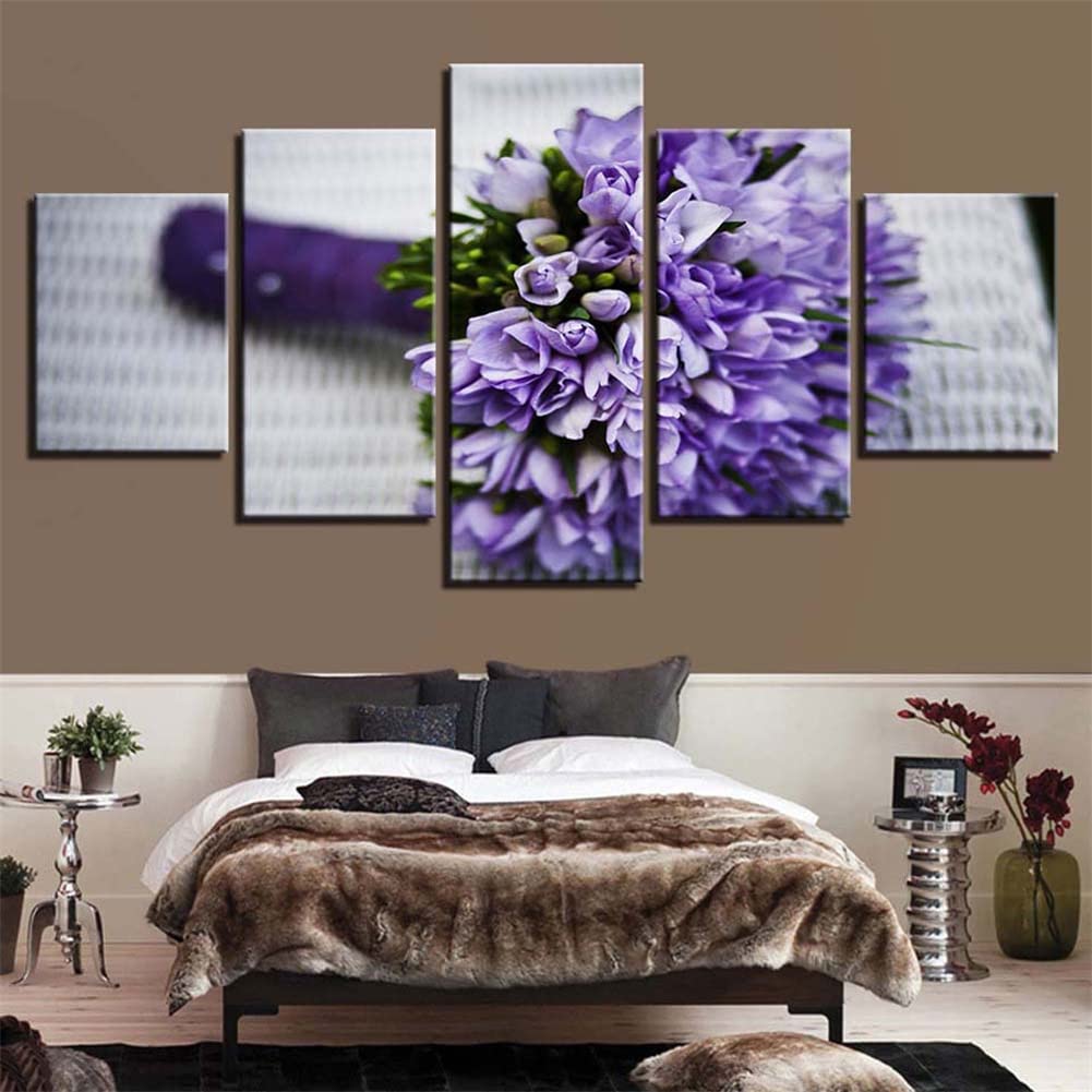 Peinture diamant fleurs pourpres 5D contre le stress quotidien kit DIY