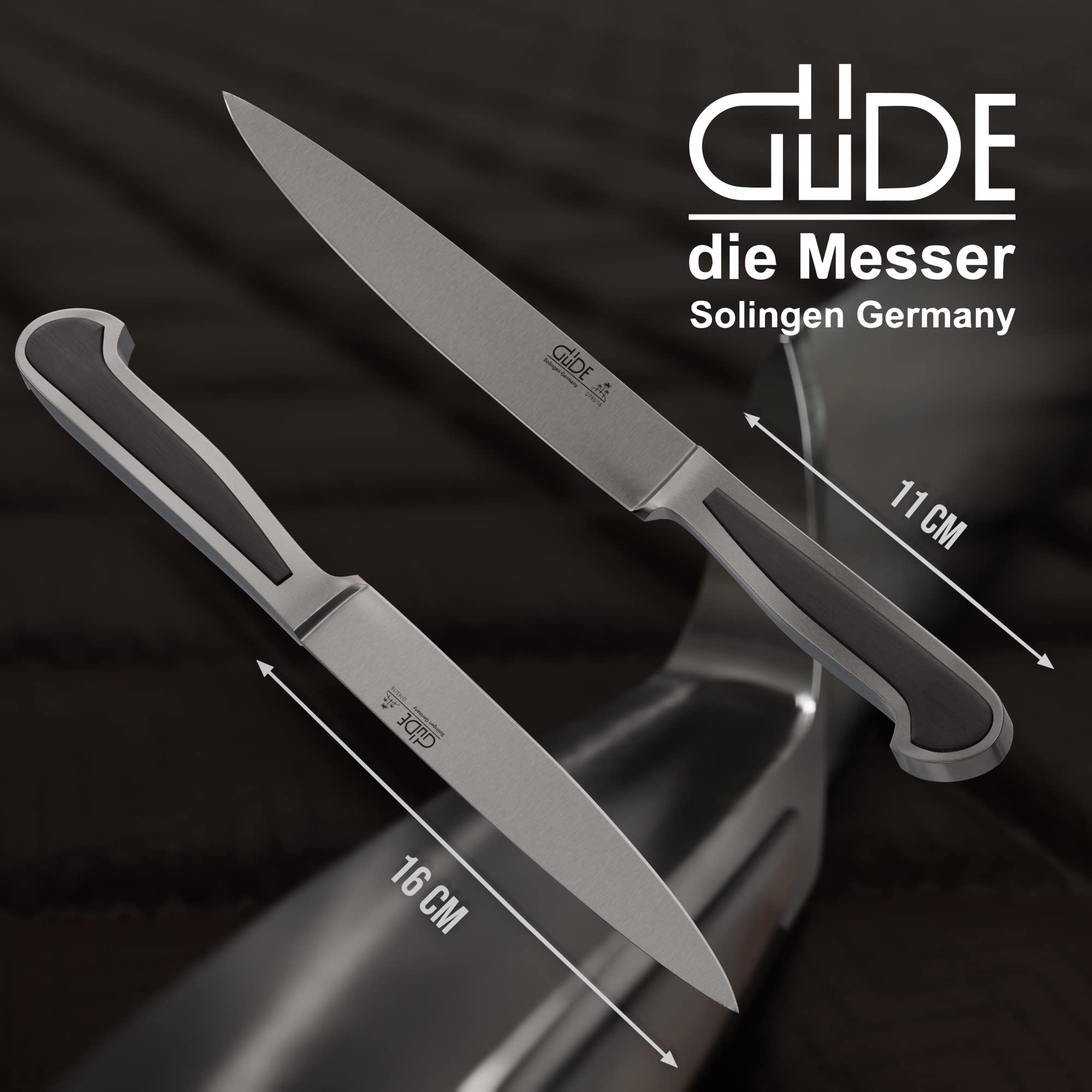 GÜDE Solingen - Zubereitungsmesser geschmiedet, 16 cm, Grenadill, DELTA, Küchenmesser, Handmade Germany