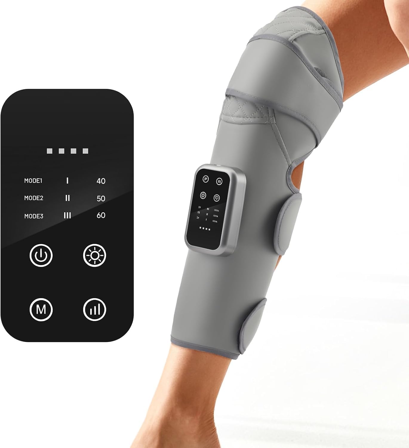 Massaggiatore 2 in 1, protezione completa per ginocchia e polpaccio, dispositivo di drenaggio linfatico, 3 modalità e 3 livelli di calore, cinghie regolabili a 360°, massaggiatore per gambe