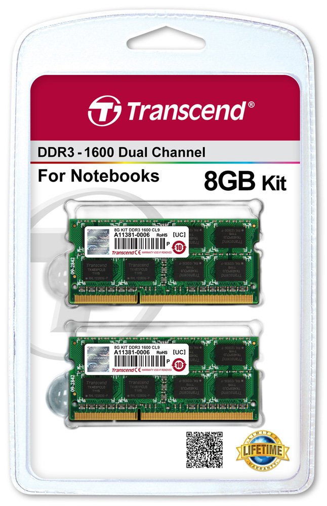 Amazon | Transcend ノートPC用メモリ PC3-12800 DDR3 1600 8GB 1.5V 