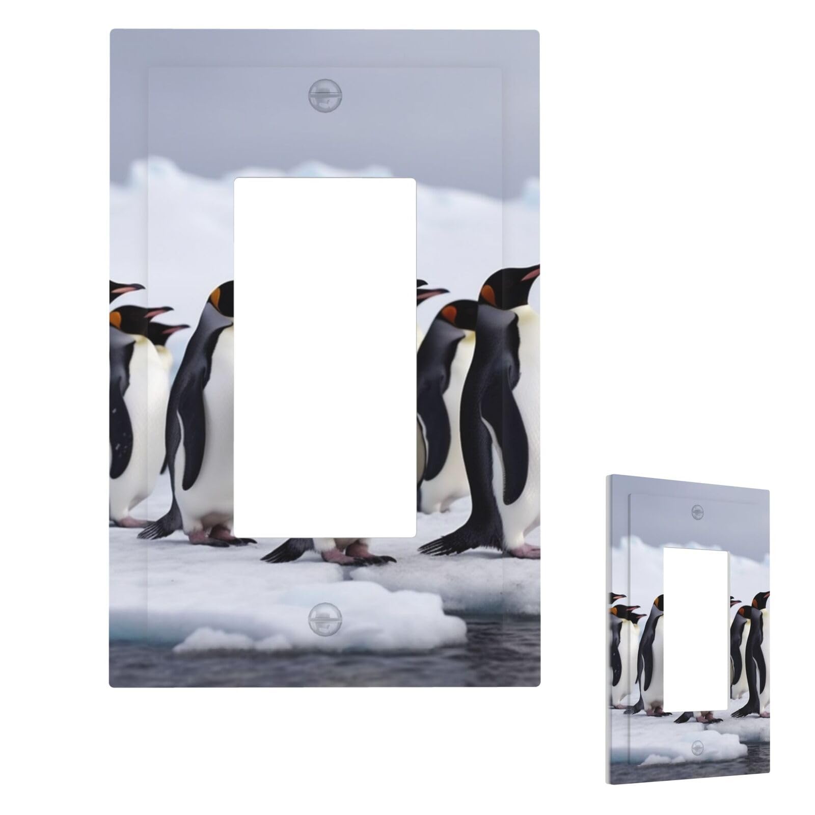 Antarctica Penguins Wall Plate Cover Modern Decorative 1 Gang Light Switch Cover Unbreakable Receptacle Outlet Covers For Living Room Bedroom Home Decor 1 Gang