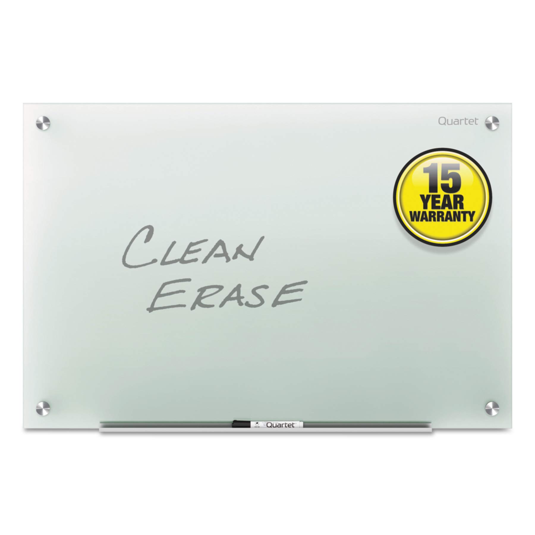 quartet glass whiteboard, non-magnetic dry erase white board, 24" x 18", infinity frameless mounting, includes dry erase marker, frosted white (g2418f)