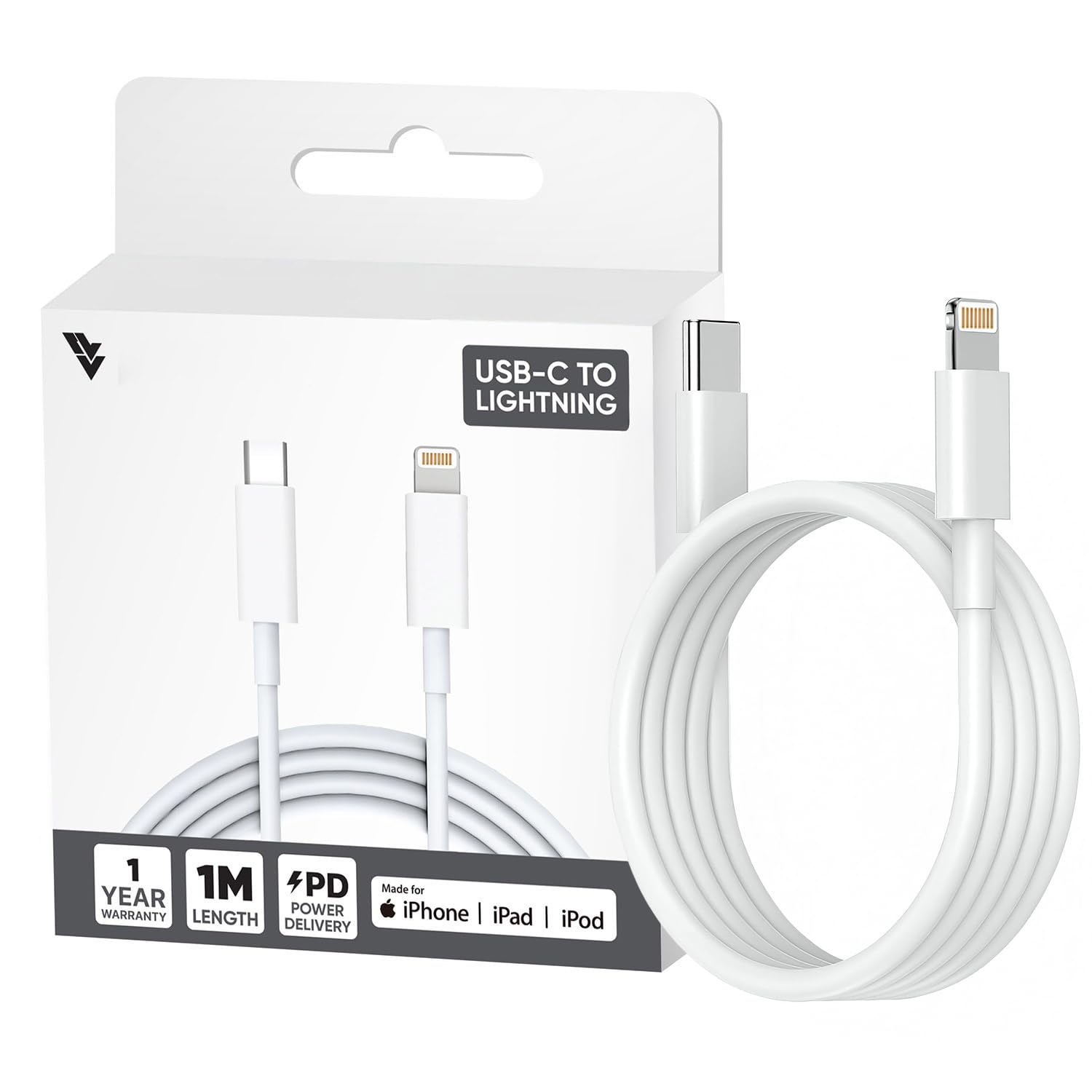 DR VAKU® USB C to Lightning Cable 1M [Apple Mfi Certified] iPhone Fast Charger Cable USB-C Power Delivery Charging Cord for iPhone 14/13/12/12 Pro Max/12 Mini/11/11Pro/Xs/Max/Xr/X/8/8Plus/iPad