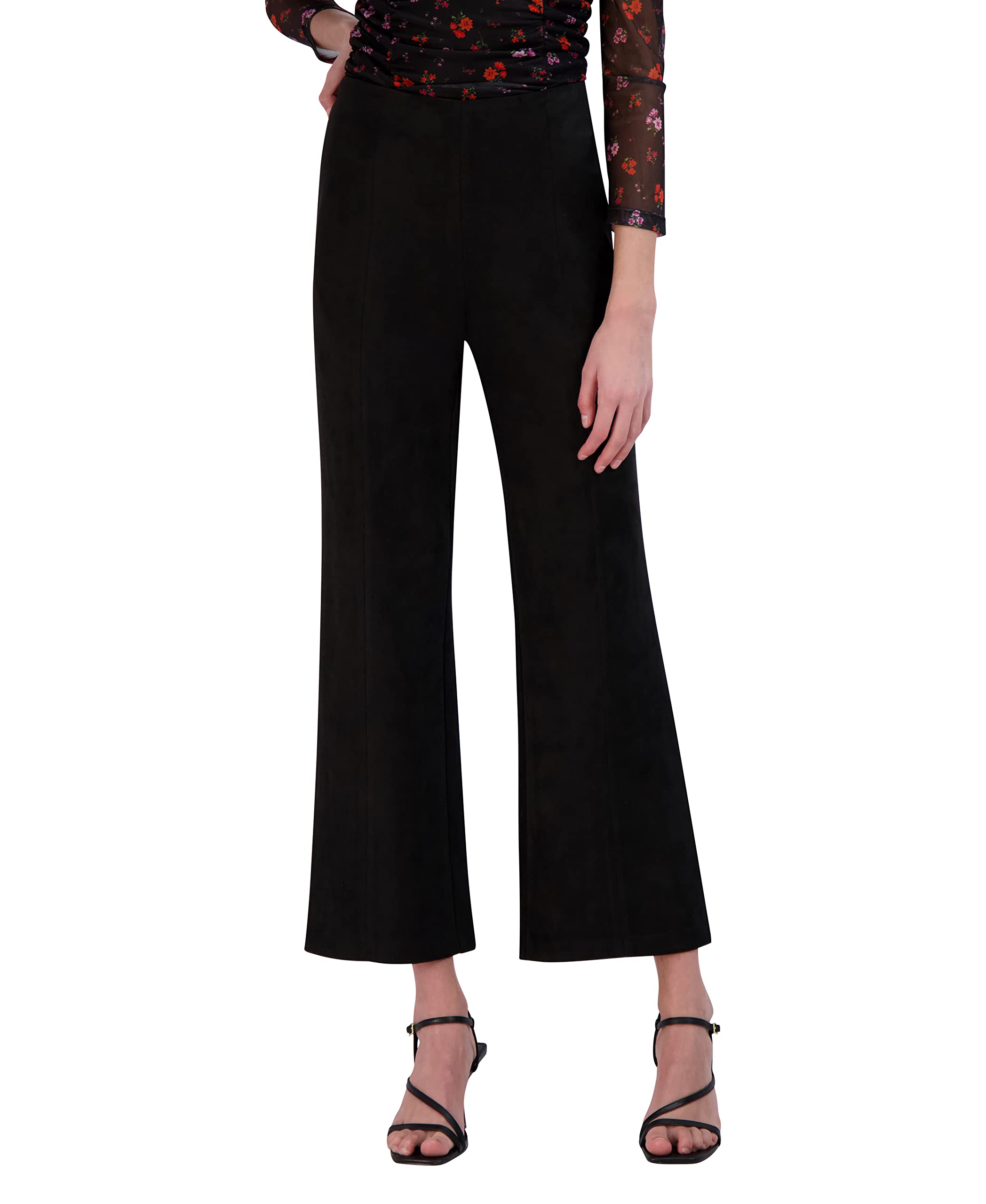 BCBGeneration Womens Faux Suede Flare Leg Pant Back Zipper Trouser
