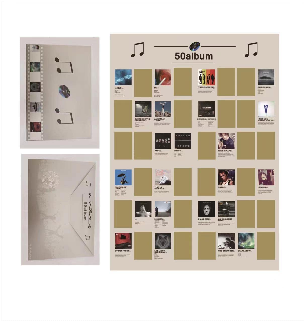 Photo 1 of NOUCAN Top 50 Pop Music Album Cover Scratch Off Poster - Best Songs To Listion Bucket List (16.5" x 23.4") - Holiday Gifts for Song Lovers, Christmas, Valentine's Day, Fans