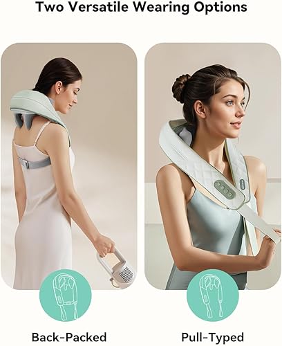 Miniatura 5 de Snailax Masajeador inalámbrico de cuello y hombros con calor, amasado de tejido profundo 4D, almohada masajeadora de espalda Shiatsu para cuello,