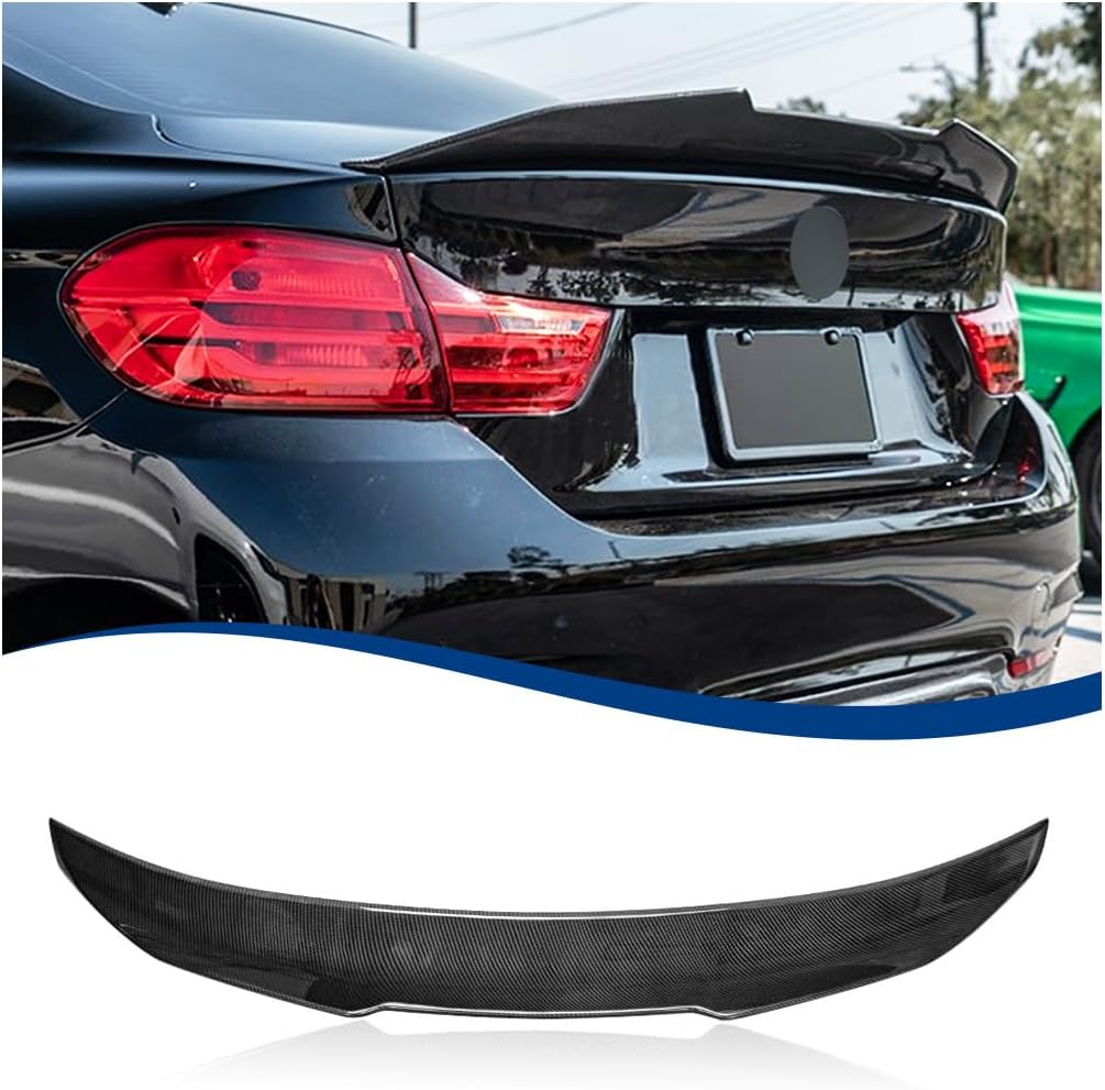 F36 Trunk Spoiler Carbon Fiber Pattern PSM-Style Compatible with (2014-2020) 4-Series F36 Gran Coupe 4-Door ABS Gloss Surface F36 Gran Coupe 2014-2020 Carbon Fiber Pattern
