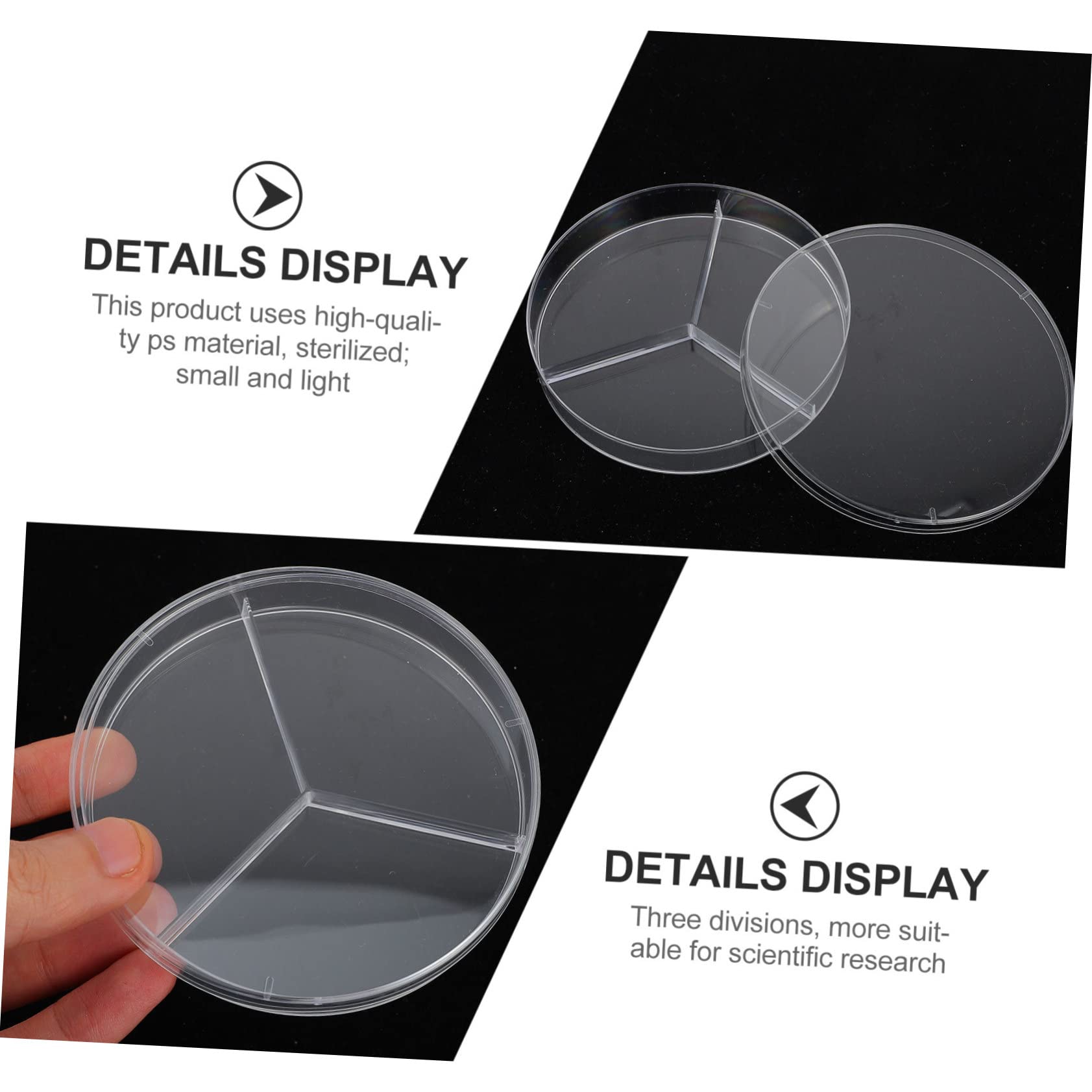 HOMOCONO 10pcs Cell Culture Dish Deep Petri Dish Three Compartments Lab Petri Dishes Cell Culture Petri Dish Petri Plate Petri Dish Cell Culture Petri Dish Chemistry Science Petri Dish