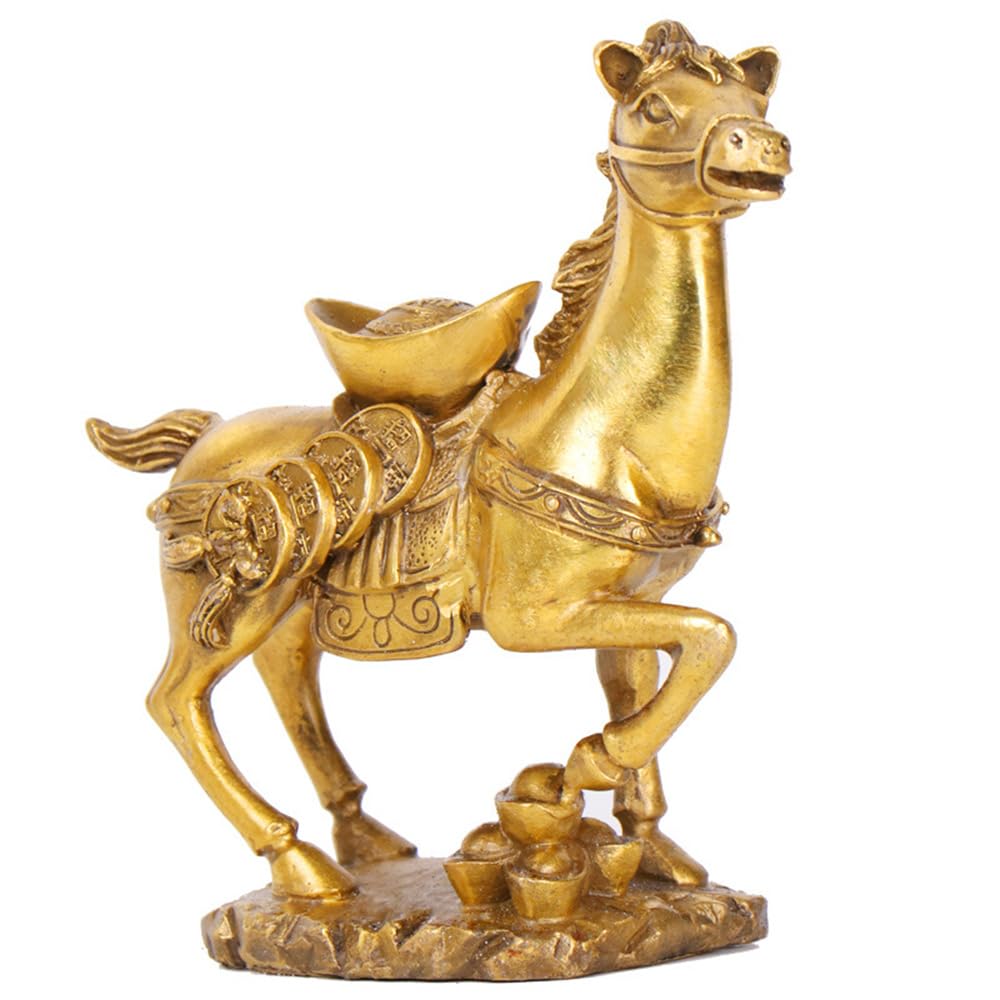 Dytartzx Statue de cheval en cuivre, ornement décoratif fait main, cheval riche, décoration intérieure, cadeau porte-bonheur, figurine Feng Shui