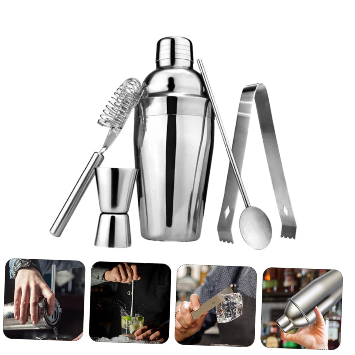 5piezas Coctelera De Acero Inoxidable Accesorios para Coctelería Medidor De Profesional Suministros para Bebidas para Barra para Bebidas