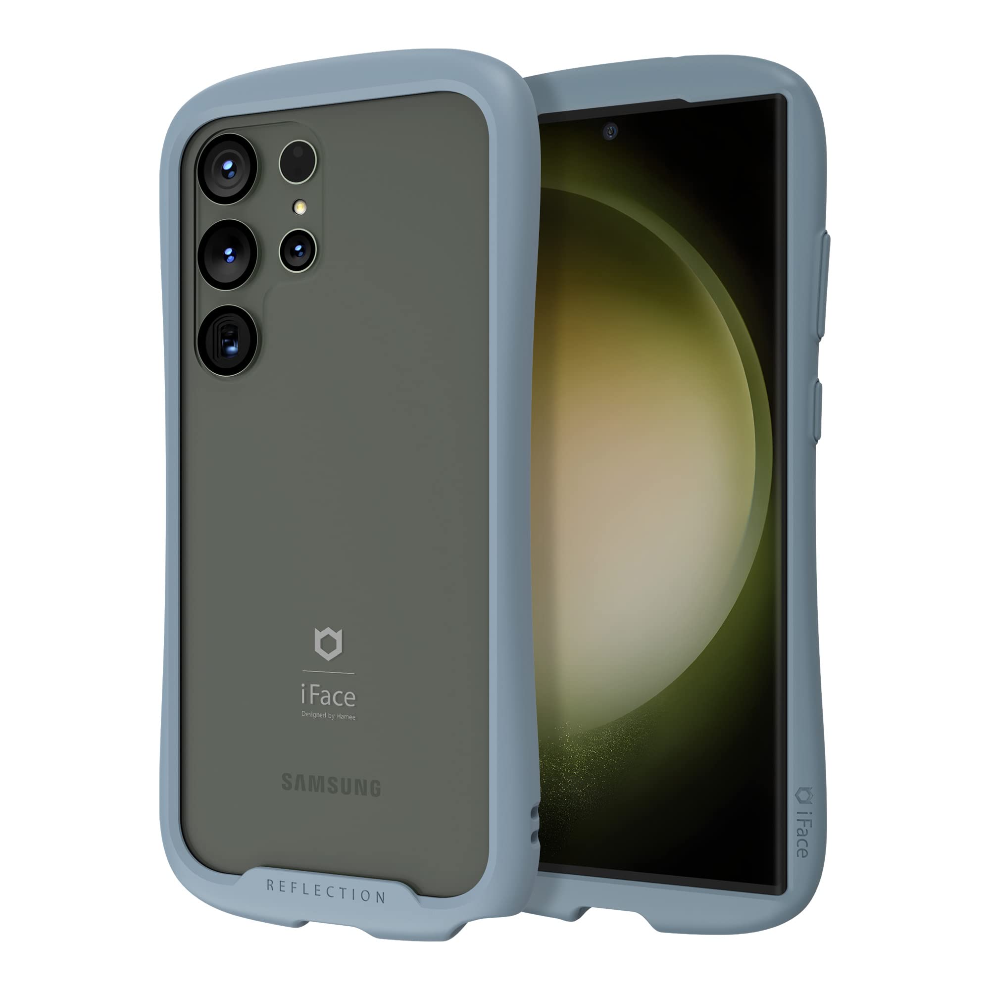 iFace Reflection Case [ Compatible with Galaxy S23 Ultra ][9H Tempered Glass] – Cute Dual Layer Hybrid Shockproof Heavy Duty Protective Cover [Drop Tested] [Wireless Charging] - Pale Blue