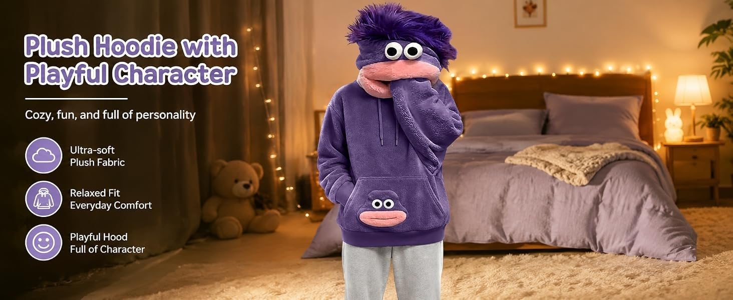 Big Mouth Monster Hoodies For Men Uk Adult Funny Pajamas Halloween Costumes, #Purple, 3XL - Image 9