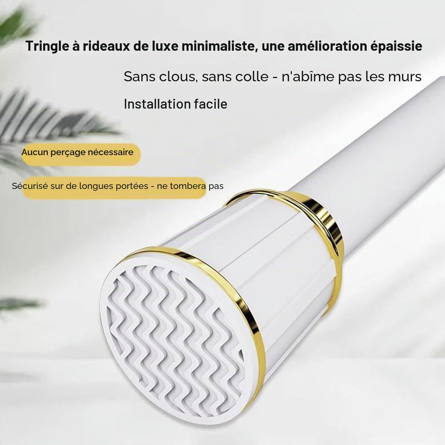Tringle Extensible de 40 à 500 cm Tringle De Douche Robustes Sans Perçage à rideau Télescopique séparateur de pièce pour Fenêtre de Maison, Chambre, Salle de bain, Balcon(White,4.1m-5.0m)