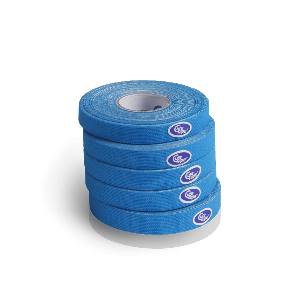 CureTape Classic Tape Kinésiologique 1 cm x 5 m Lot de 5 - Tape Physio Étroit pour Applications Précises & Drains Lymphatiques | Mains, Doigts & Zones Sensibles | Respectueux de la Peau - Bleu