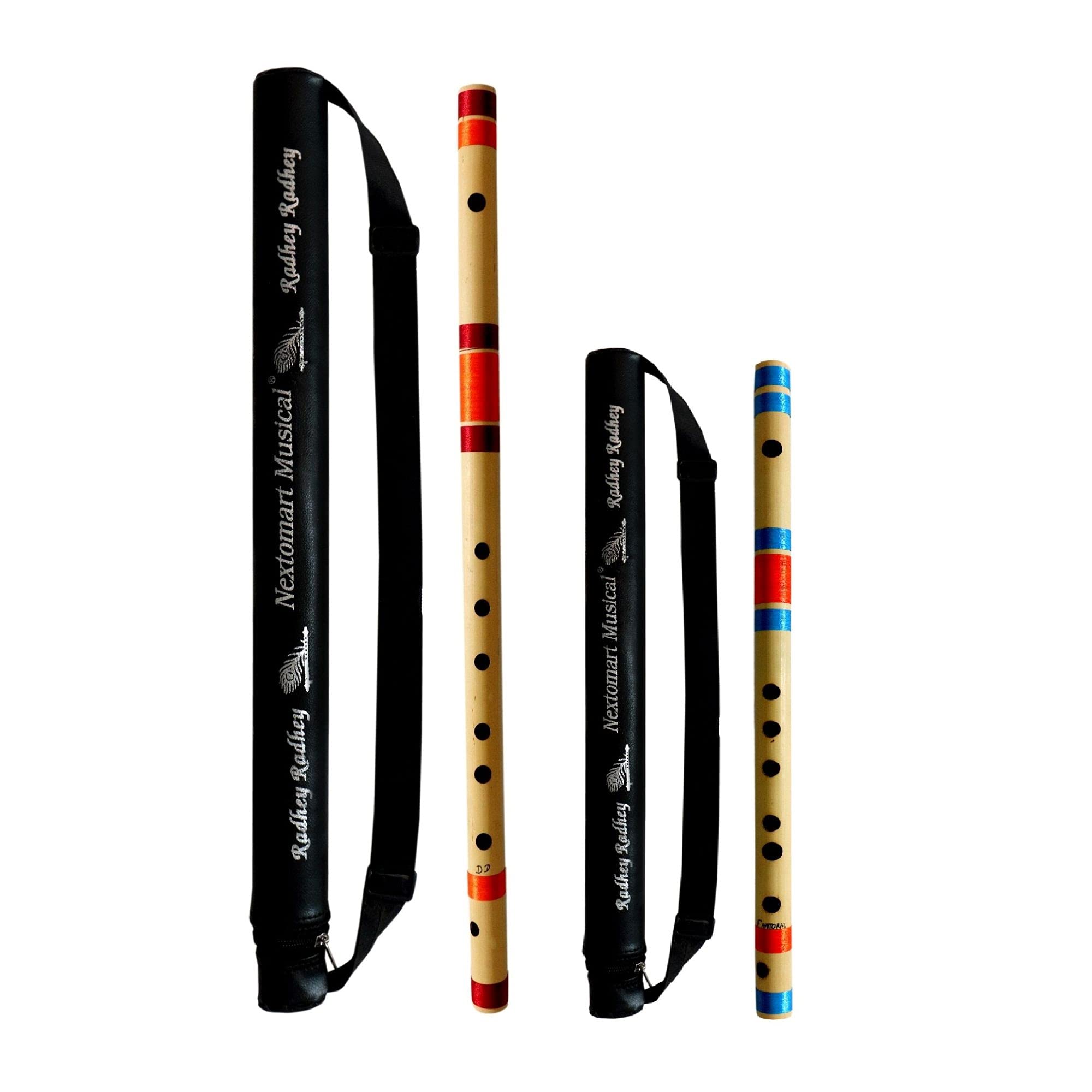 Musical Combo flety DD Base (61 cm) i F naturalne (35 cm) bambusowy flet Bansuri z torbą do przenoszenia bez fletu
