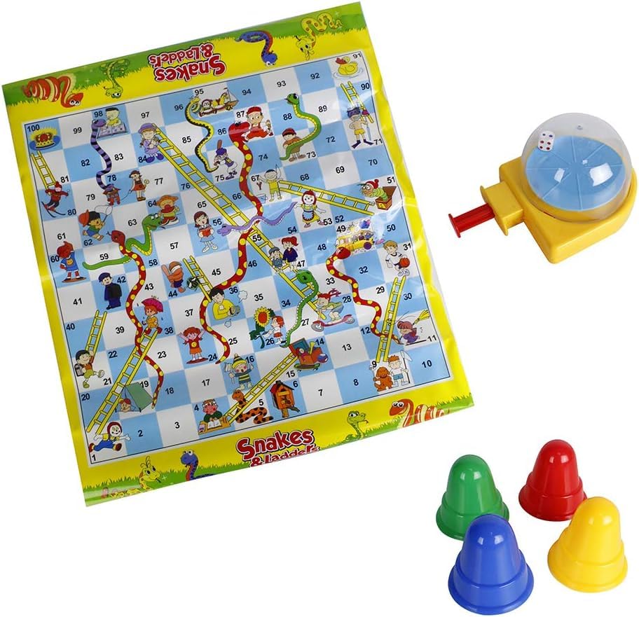 MISBAH Snakes & Ladders 2-4 Player Giant Size Floor Mat Board Indoor Outdoor Game with Go-Dice - Wholesome Family & Friends Fun (65x50cm)