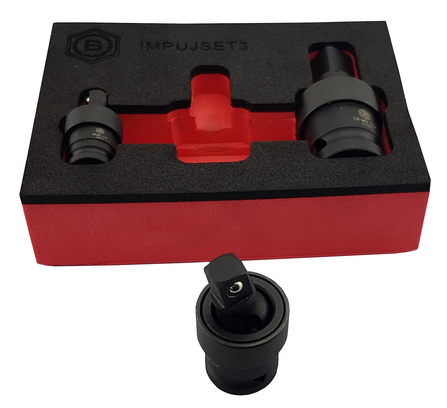 Hallmark 3Pc Flexi / Swivel Impact Universal Joint (Uj) Socket Set - 1/4", 3/8" & 1/2" Drive Impujset3