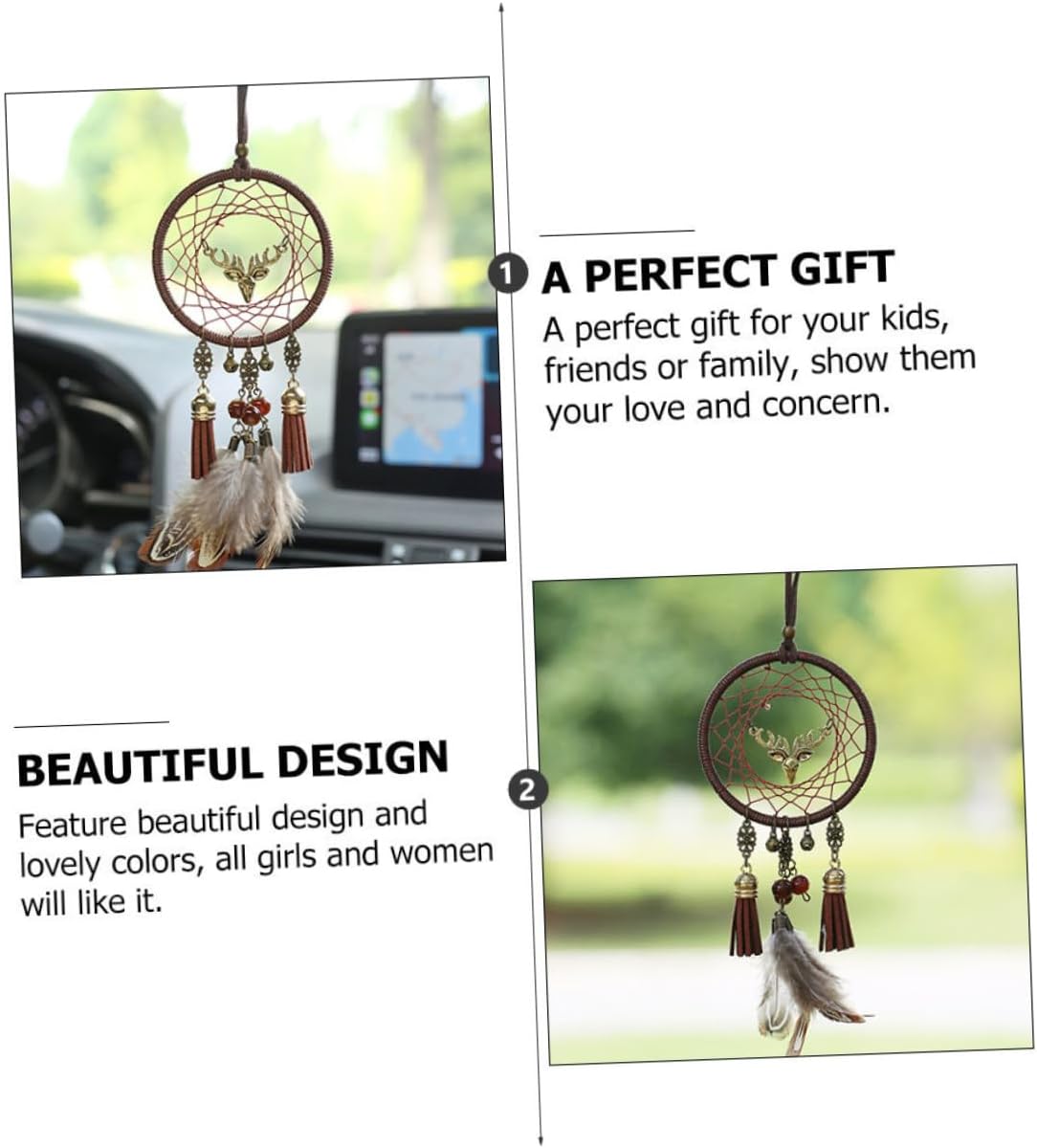 Dream Catcher Brown Iron Hanging Pendant Deer Head Xmas Ring Decor image 5