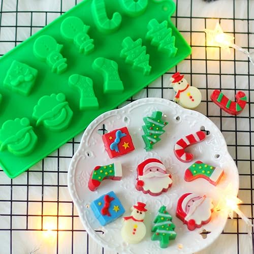 Miniatura 3 de YuCool - Moldes de silicona para dulces de Navidad, paquete de 3 moldes de chocolate navideños, moldes para hornear para chocolate, dulces, gomitas,