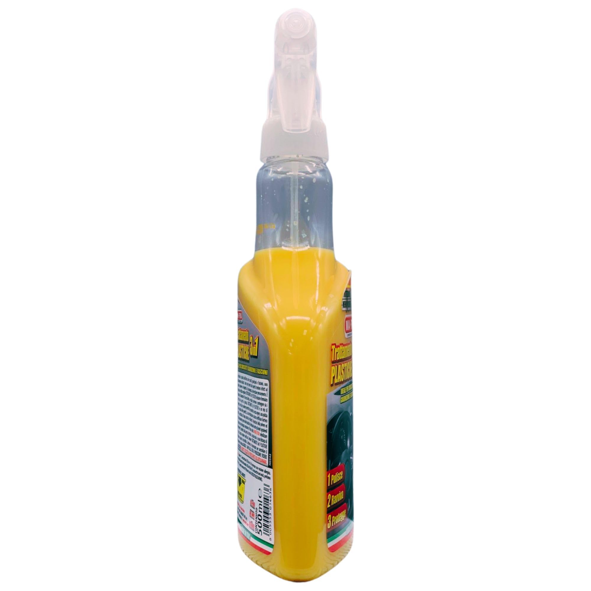 Detergente Spray TRATTAMENTO PLASTICHE 3In1, Ideale Per Cruscotti, Guarnizioni e Fascioni. Pulisce, Ravviva e Protegge Le Parti Interne Dell'Auto 500ml (6 Spray)
