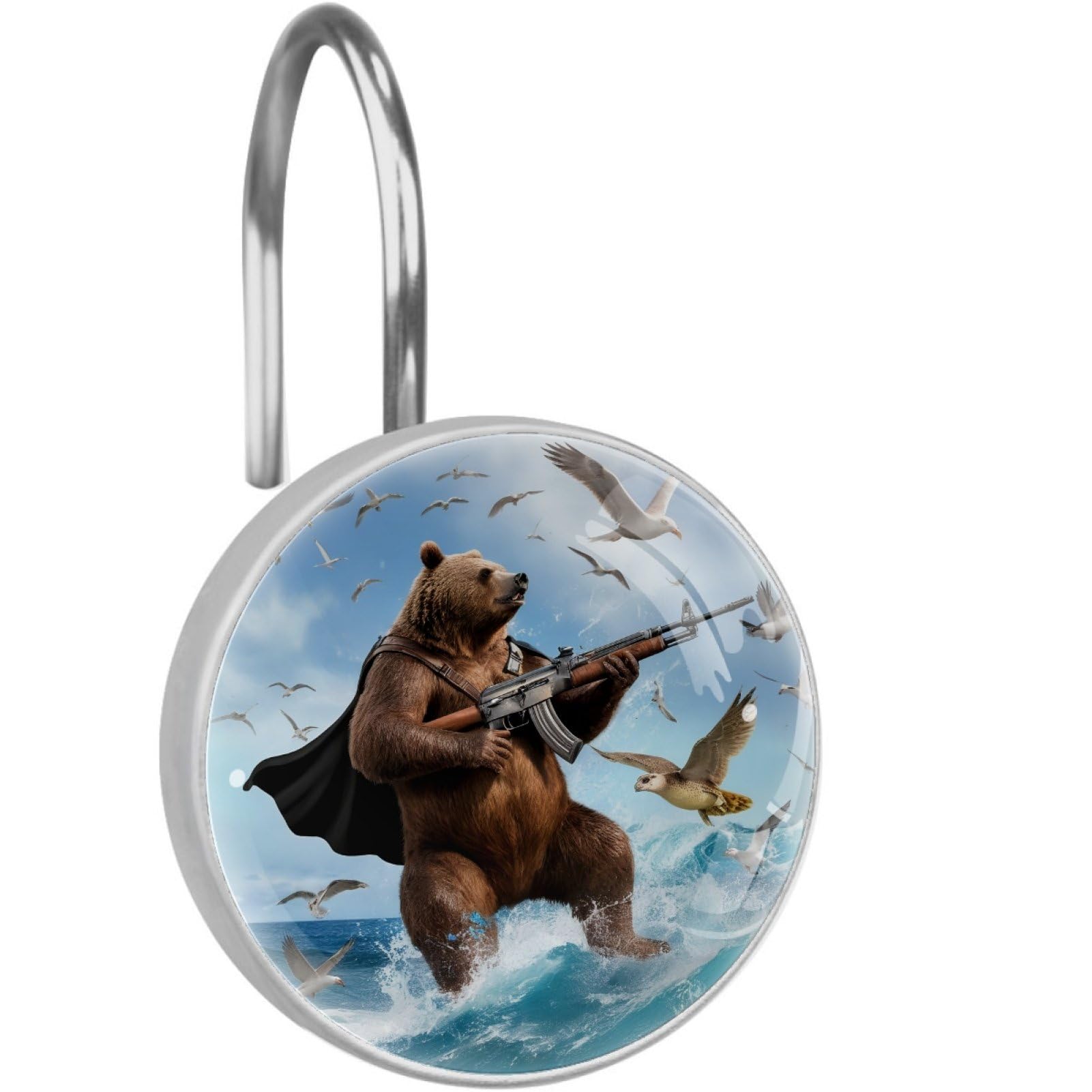 VAPOKF Decorative Shower Curtain Hook: Black Bear Seagull Rustproof Stainless Steel Shower Curtain Ring for Bathroom - Shower Curtain Hook & Hangers - Set of 12