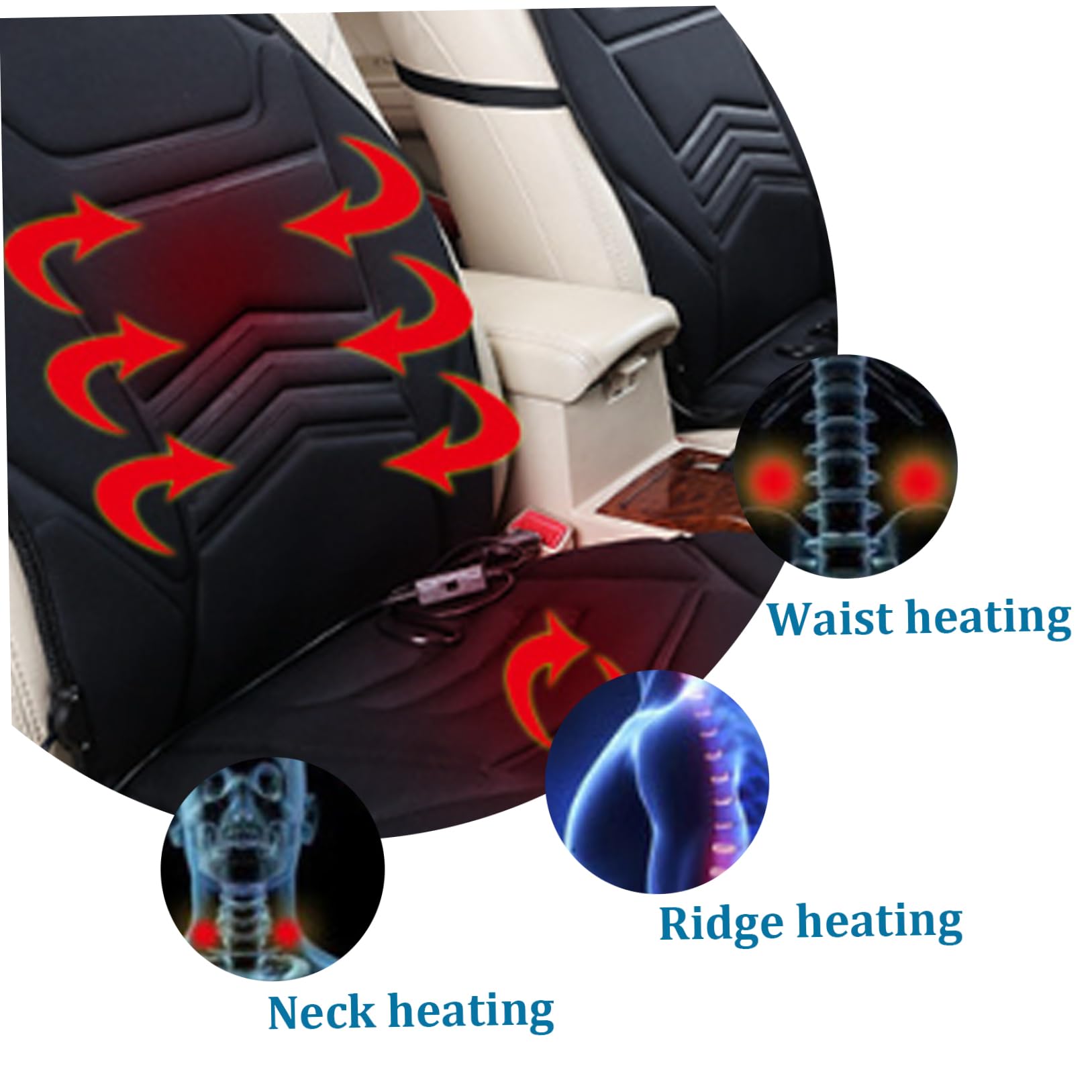 Housse de siège de Voiture chauffante 12 V Coussin siège Voiture Chauffant stéréoscopique 3D avec Crochets Fixes et Fond antidérapant Chauffe- Universel Protection Contre la sur