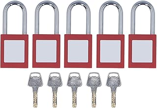5 PCS Lockout Tagout Locks, 1 Key Per Lock, 5 Red Keyed Alike Safety Padlocks, Out Tag Out Padlocks, Safety Padlocks for Industry 38Mm