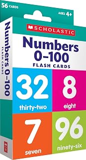 Scholastic Numbers 0-100 Flash Cards: Colorful Double-Sided Math Cards for Kids with Fun Activities & Rounded Corners