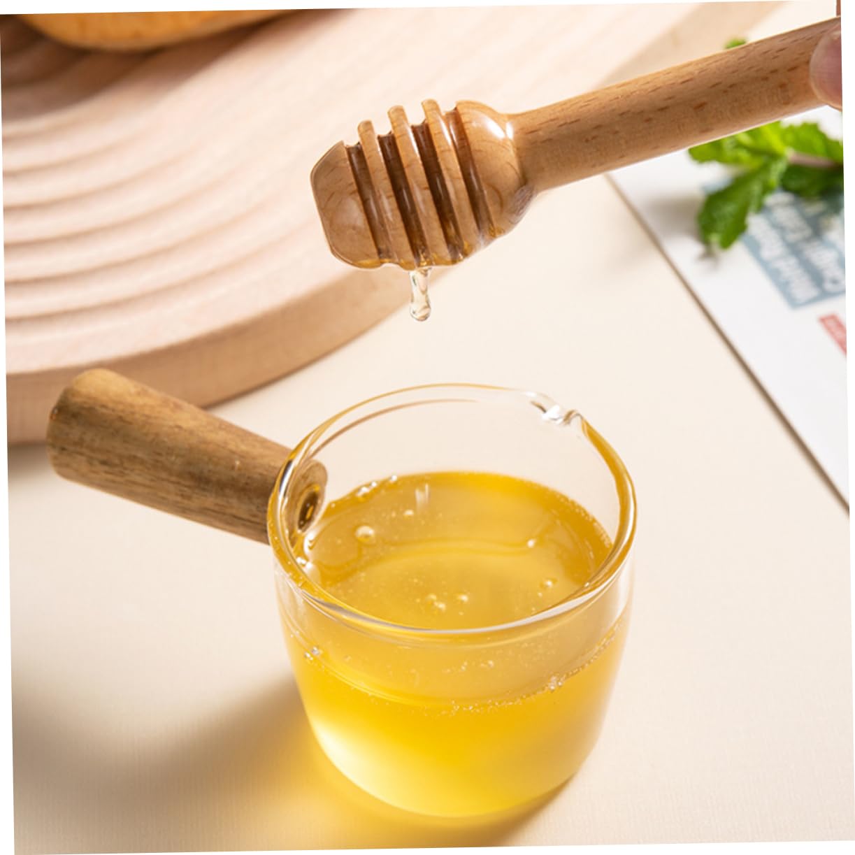 Ciieeo Beech Honey Stick Long Handle Dipper Portable Honey Stirrer Household Mixing Stick Multi-use Stirring Tool