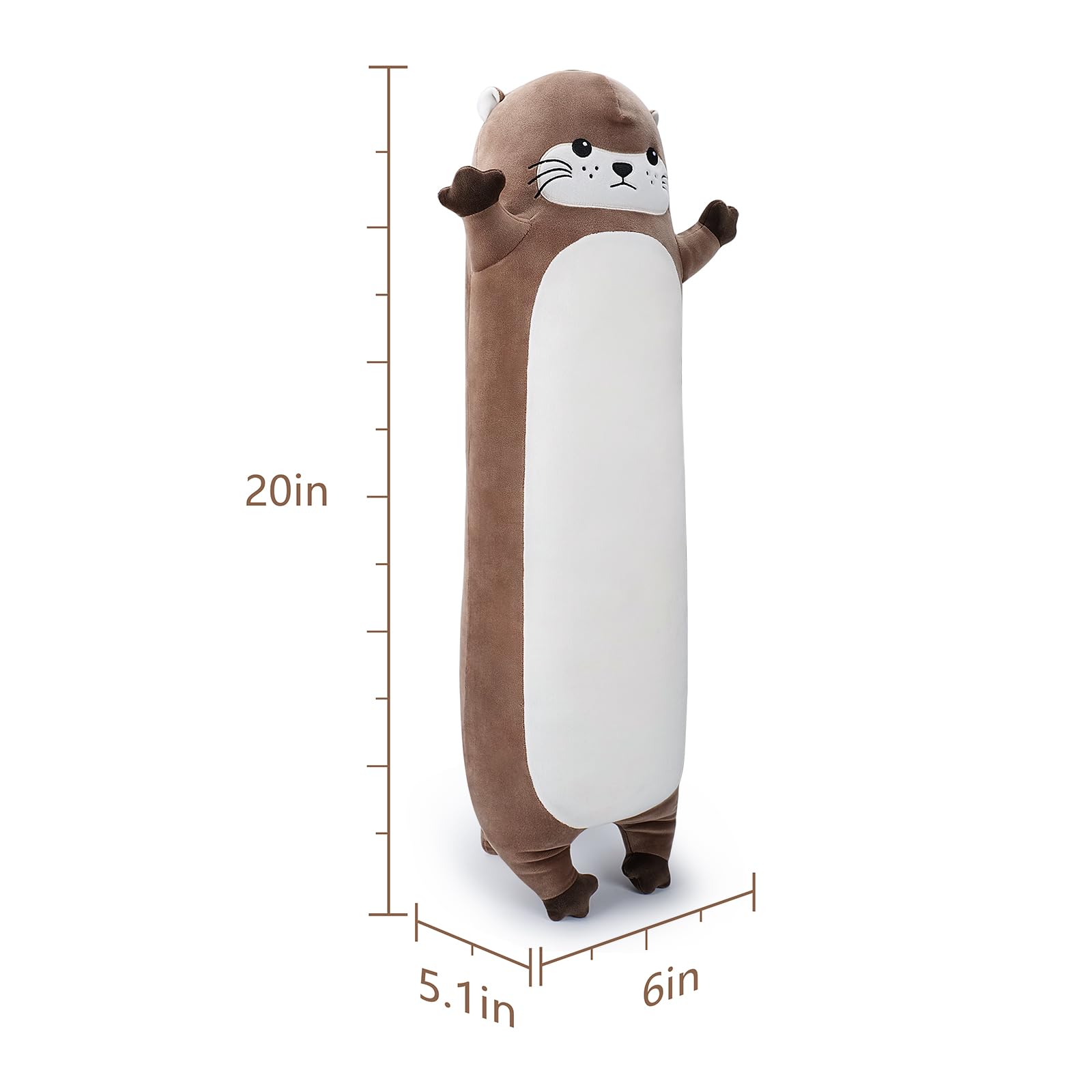 Otter Plush Stuffed Animals Otters Toys Soft Toy Kawaii Plushie Anime Pillow Cuddly Toys Cushion Doll 19.6 Inch Cute Plush Chubby Simulation Stuffed Otter Hugging Pillow for Unisex / Friends - Image 2