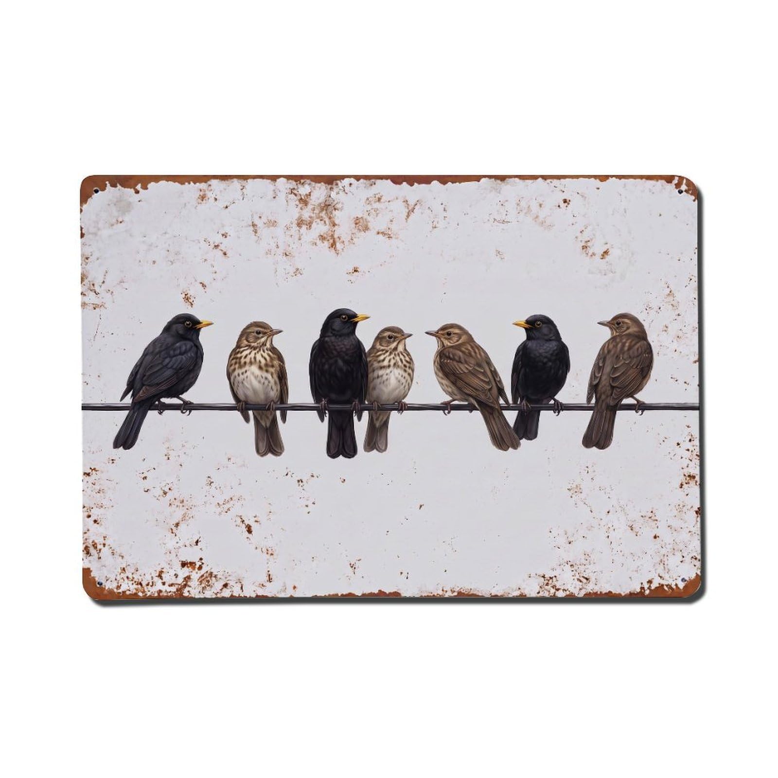 Vintage Retro Birds Blackbird Metal Tin Sign