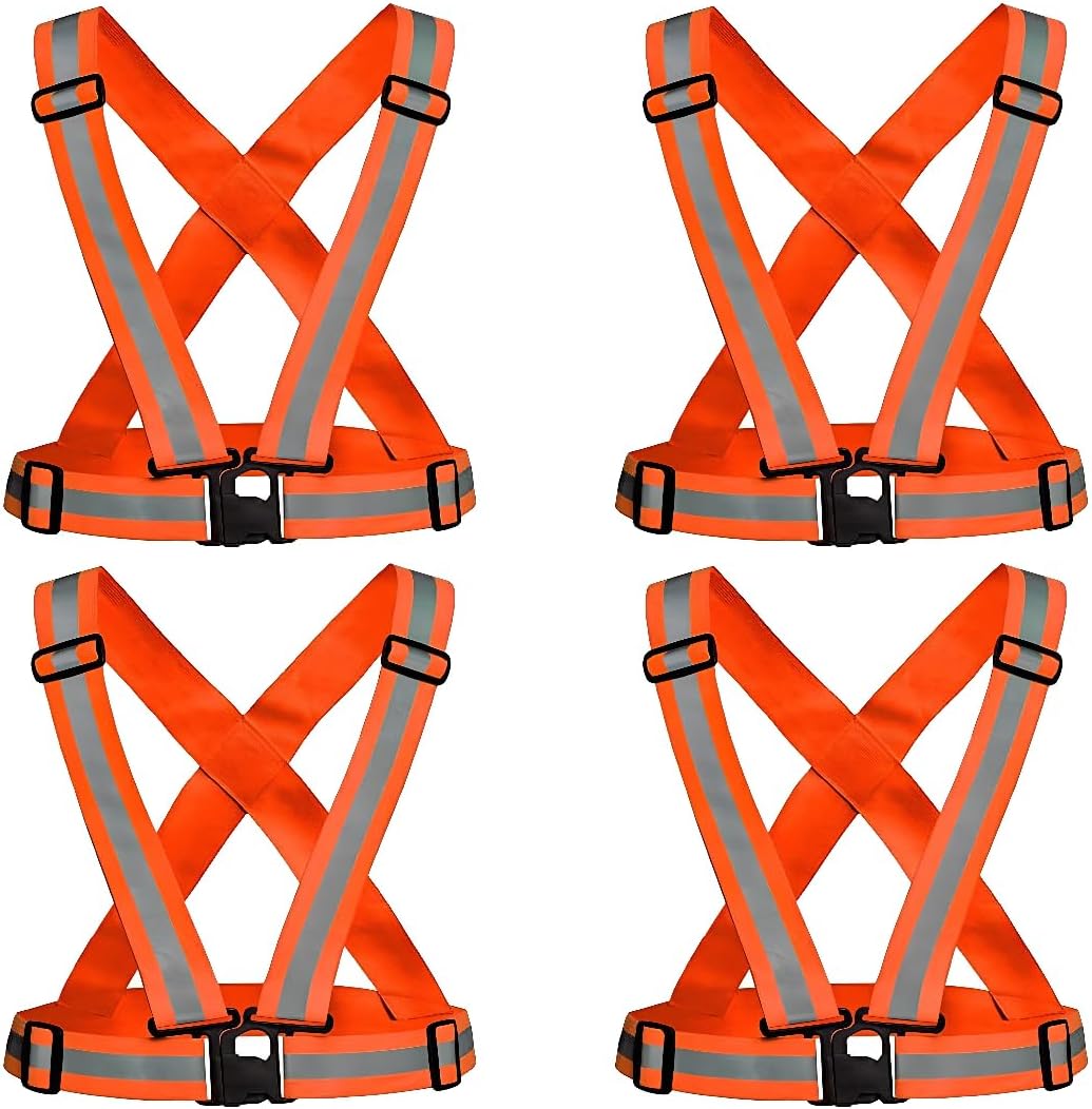WISHPOOL High Visibility Protective Safety Reflective Vest Belt Jacket Construction, Traffic, Night Cycling Reflector Cross Stripes Adjustable Belt