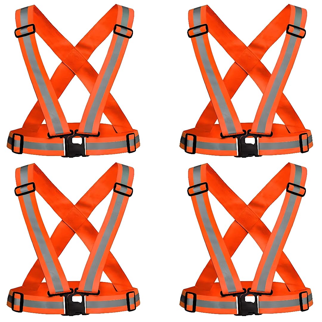 WISHPOOL High Visibility Protective Safety Reflective Vest Belt Jacket Construction, Traffic, Night Cycling Reflector Cross Stripes Adjustable Belt