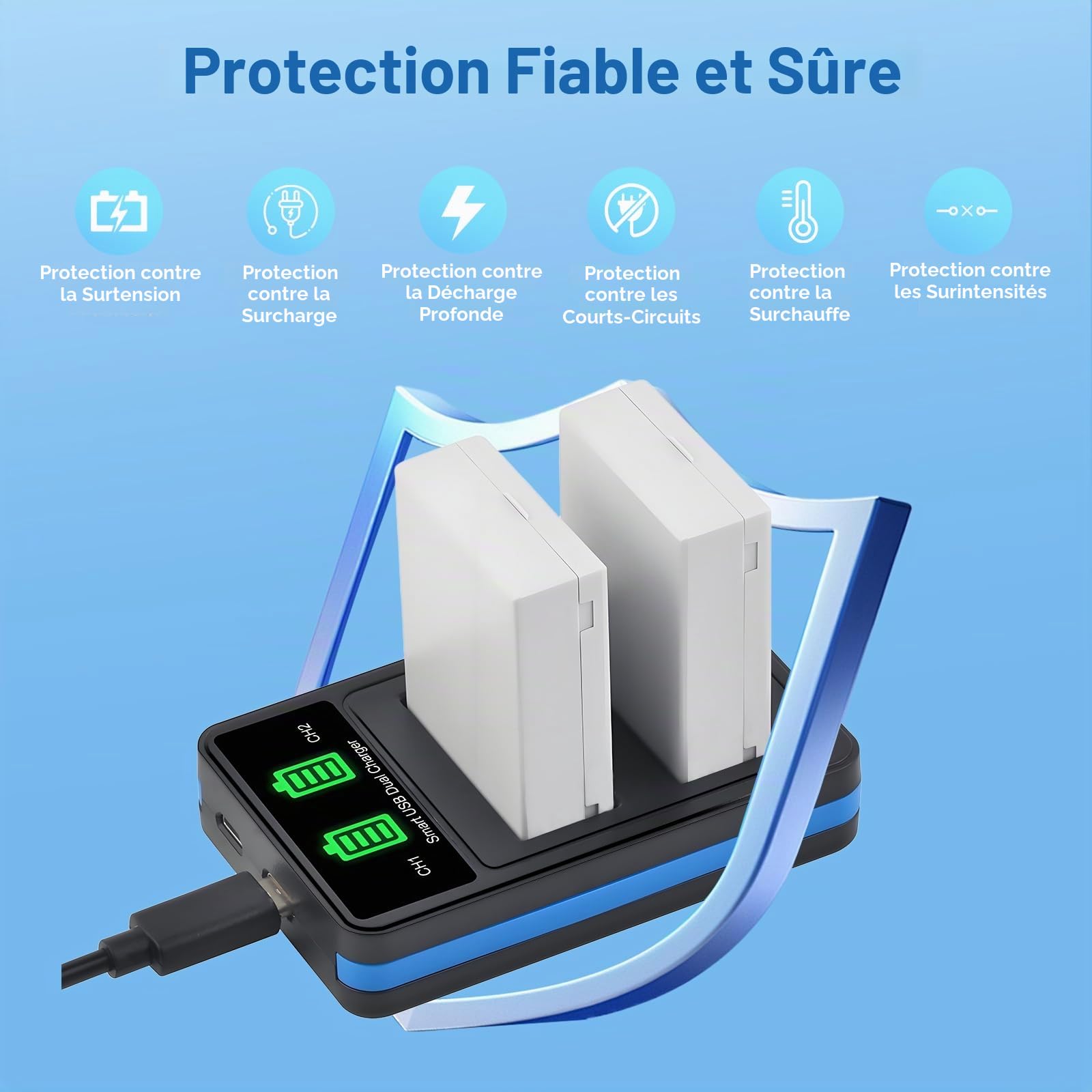 LP-E8 Batterie pour Canon LP-E8 (2 pièces) et Canon EOS Appareil Photo Numérique Rebel T2i, T3i, T4i, T5i, EOS 550D, 600D, 650D, 700D, Kiss X4, X5, X6, X6i, X7i