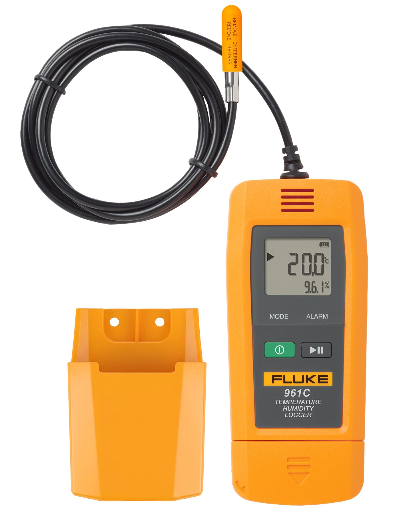 Fluke 961C Temperature Humidity Logger with external sensor USB Connection 32000 Points Record Capacity -40.0°Cto85.0°C IP54 Refrigerator Thermometer Vaccine RH Monitor for Freezer Cold Storage (1Pcs)