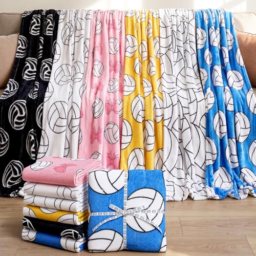 Lumina Garden 6 Pcs Volleyball Throw Blanket Gifts 40 x 60 Inch Cozy Plush Fleece Sports Blanket Bedding for Team Players Sport Lover Bed Sofa Couch Cushion Home Decor
