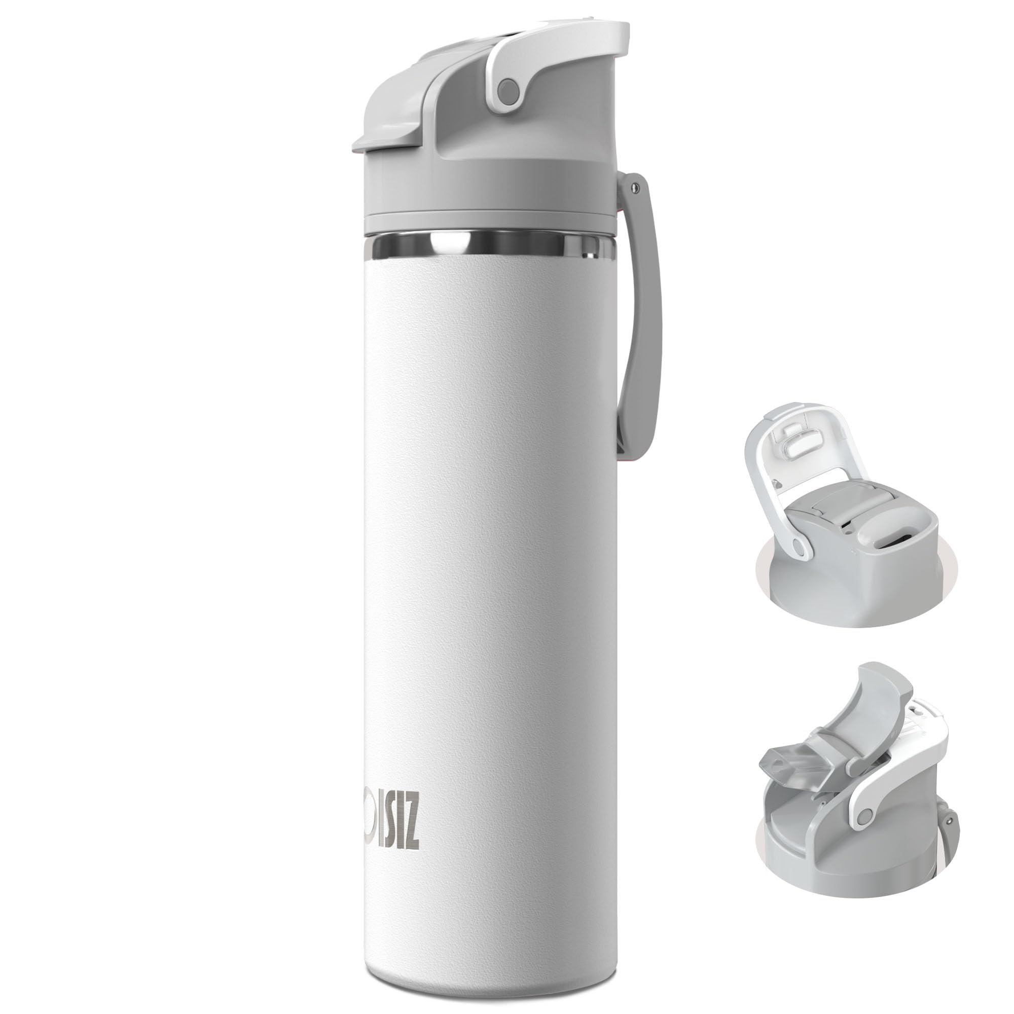 OISIZ Bouteille d'eau isotherme de 710 ml avec bec verseur 2 en 1 et couvercle à paille, verrouillage de sécurité en un clic, 100 % étanche, garde au froid 24 h, bouteille d'eau sous vide en acier