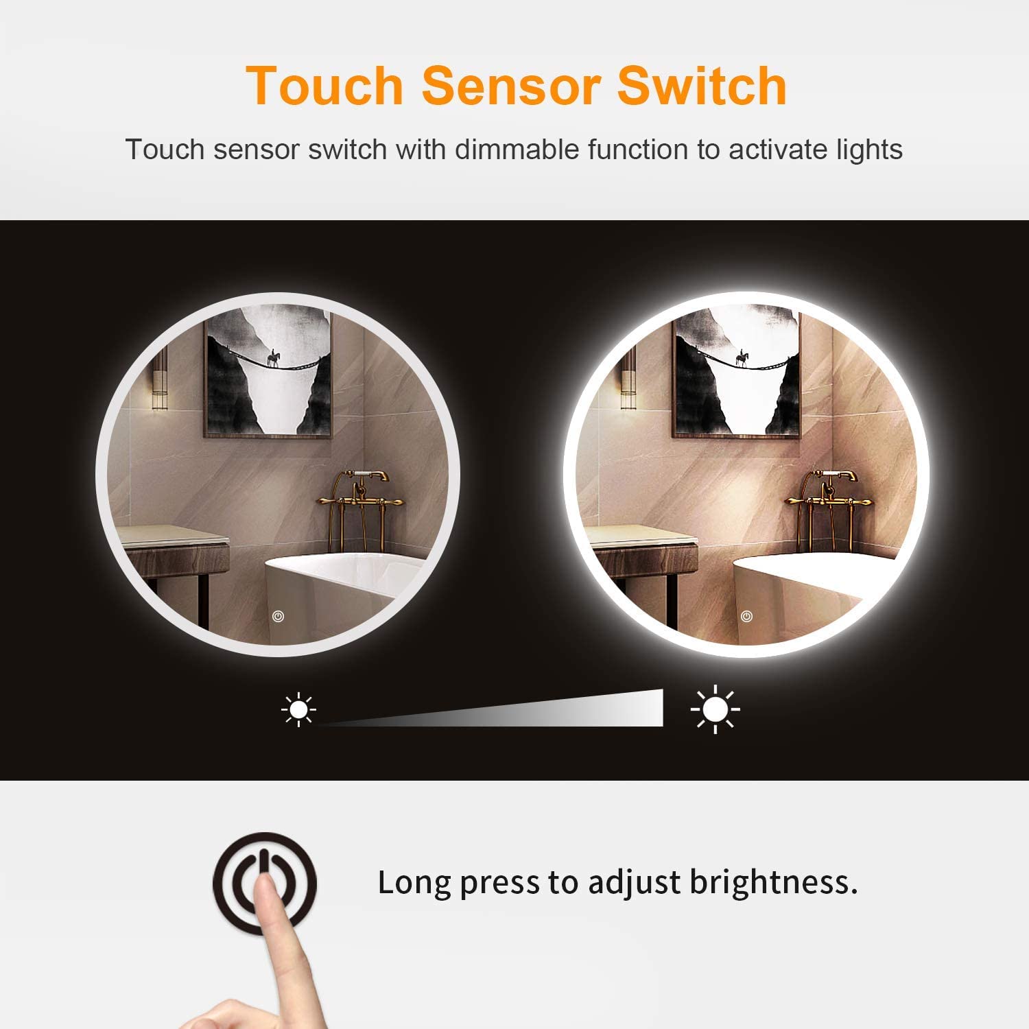 Buy S·BAGNO Round 28" Bathroom Led Mirror with Lights 3 Color Dimmable