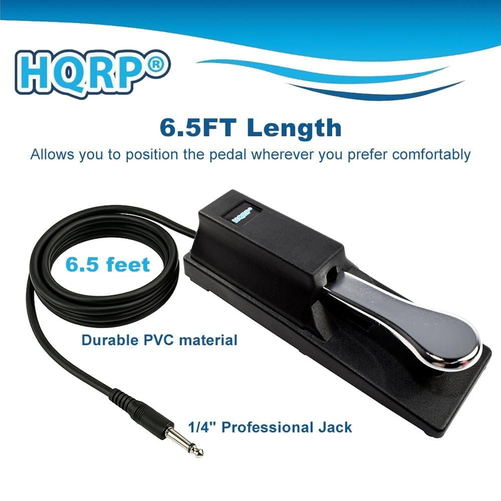 HQRP, pedale prolungamento universale stile pianoforte per tastiere digitali M-Audio/Yamaha/Casio/Roland/Korg/Kurzweil