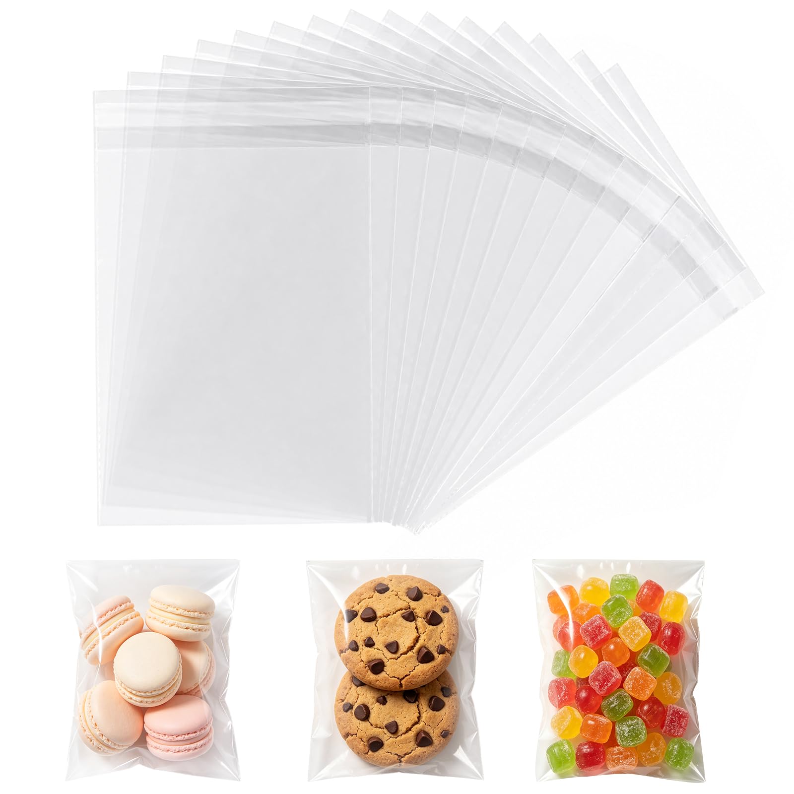 RITOLLO 200-Pack Self-Adhesive Cellophane Bags, 13 x 18 cm