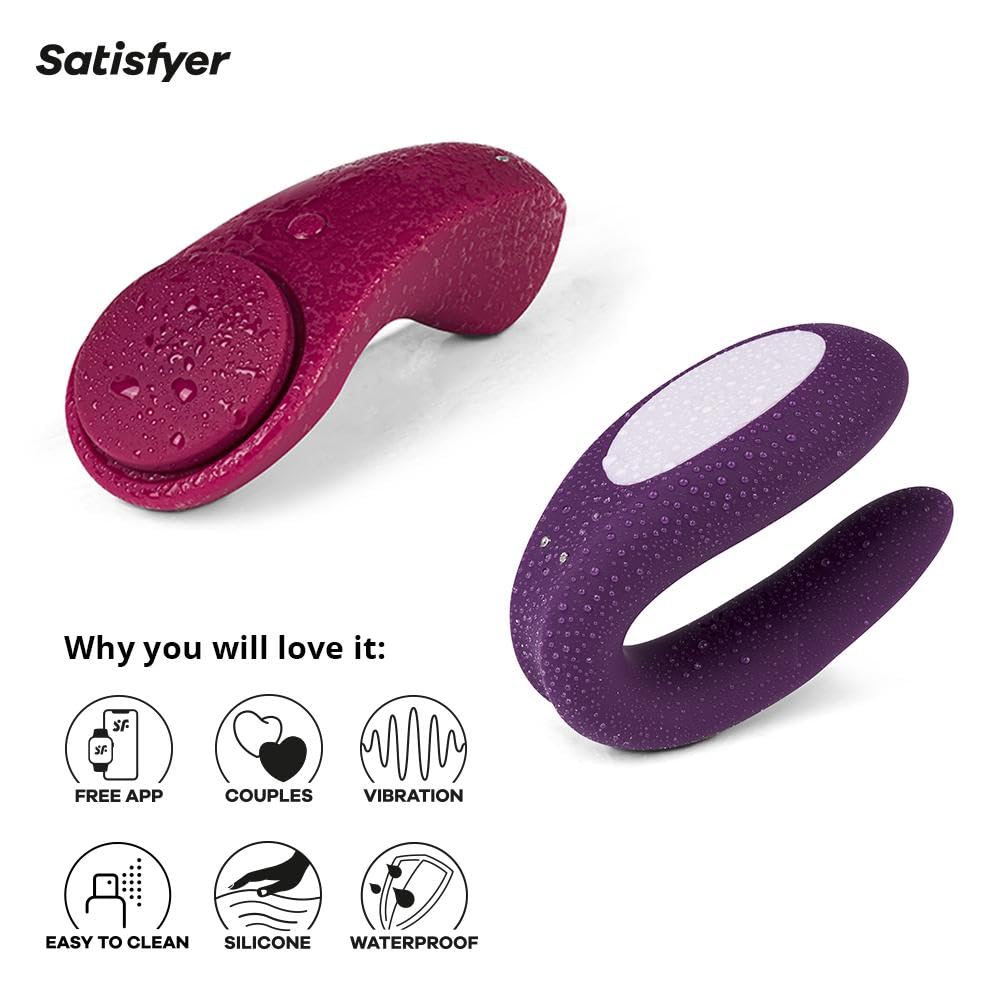 Satisfyer 'Partnerbox 1', incluye dispositivos de bienestar sexual con app, Double Joy, Sexy Secret, recargable, impermeable, silicona inocua para la piel