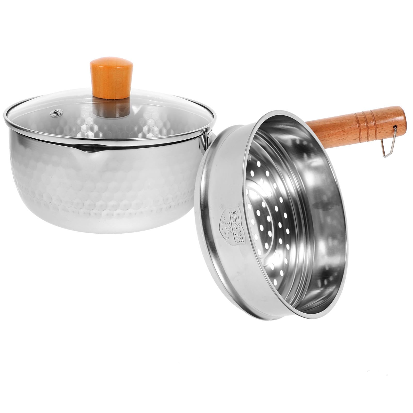 Edelstahl Milchtopf 18cm mit Doppelschicht und Dampfeinsatz