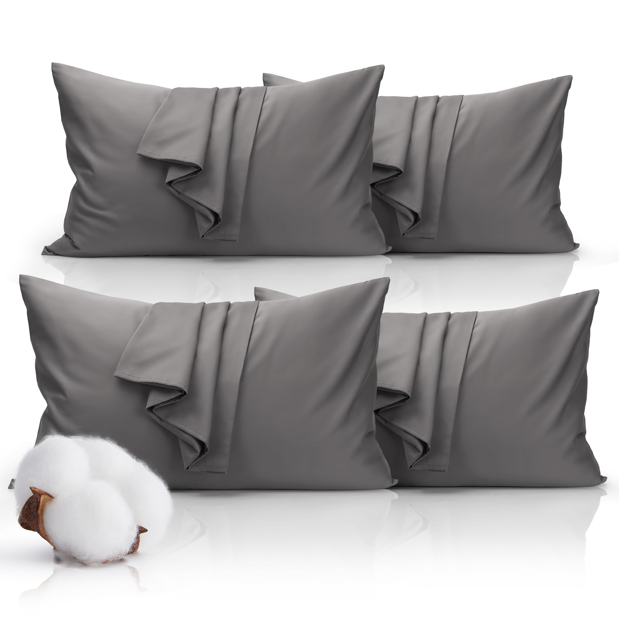 Hzesyd Queen Size Pillowcase Set - 500 Thread Count, 100% Cotton Sateen, 20" x 30" Set of 4 Pillow Covers, Cooling, Breathable, Soft for Ultimate