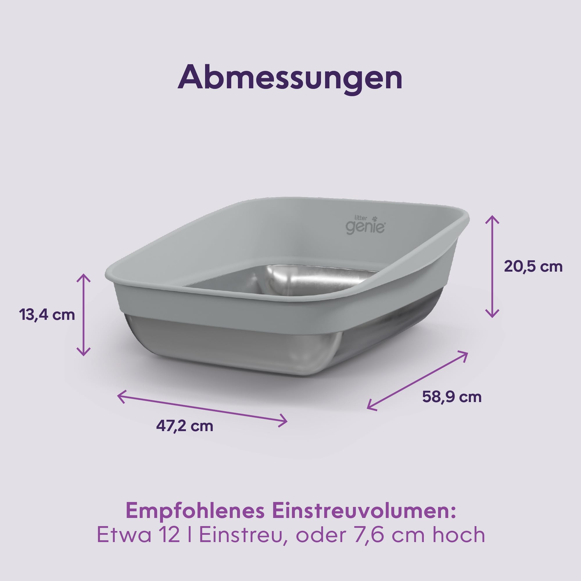 Litter Genie® Platinum XXL Edelstahl‑Katzentoilette – geruchsneutral, hygienisch, rutschfest & robust