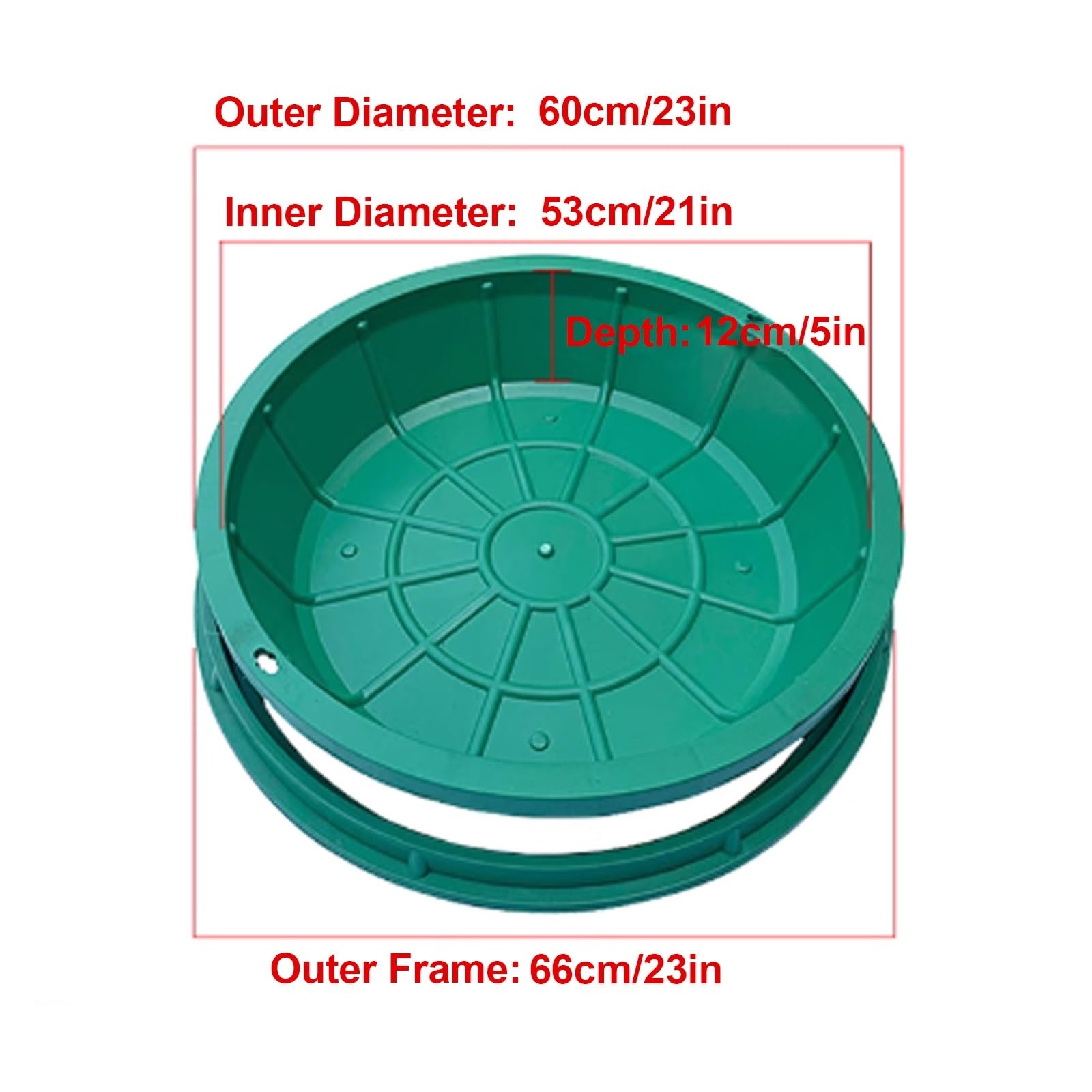 Arqueta Invisibles para Fosas Sépticas, Redondas Tapa para Alcantarilla con Marco, Cubierta para Césped Integrada, Material de Resina, para Zonas Verdes, Parques y Césped(60cm/23in)