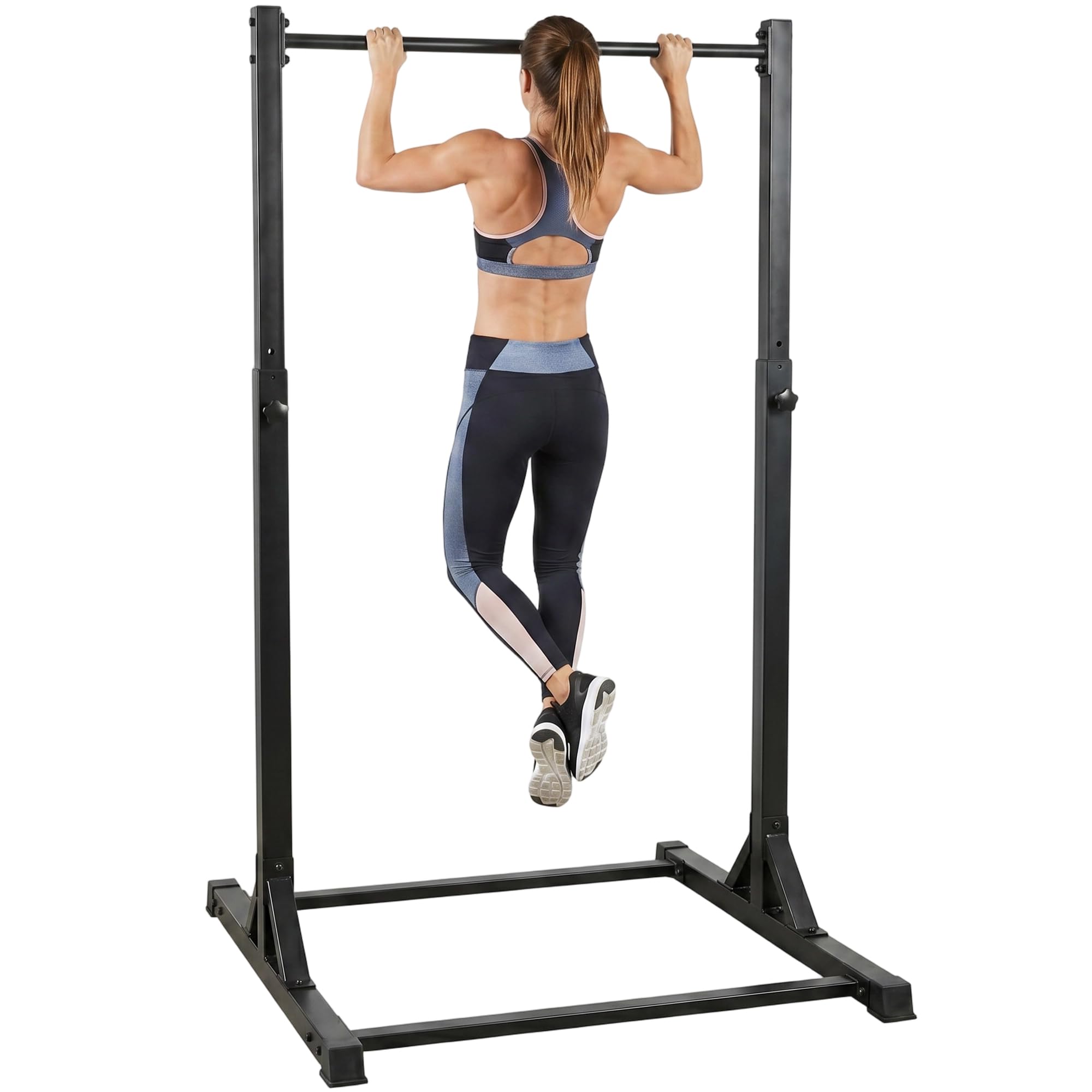 SPORTNOW Barra per sollevamento pesi da 200 kg, 8 livelli di altezza, robusto telaio in acciaio da 128 cm, attrezzatura fitness per la casa e la trazione, nero