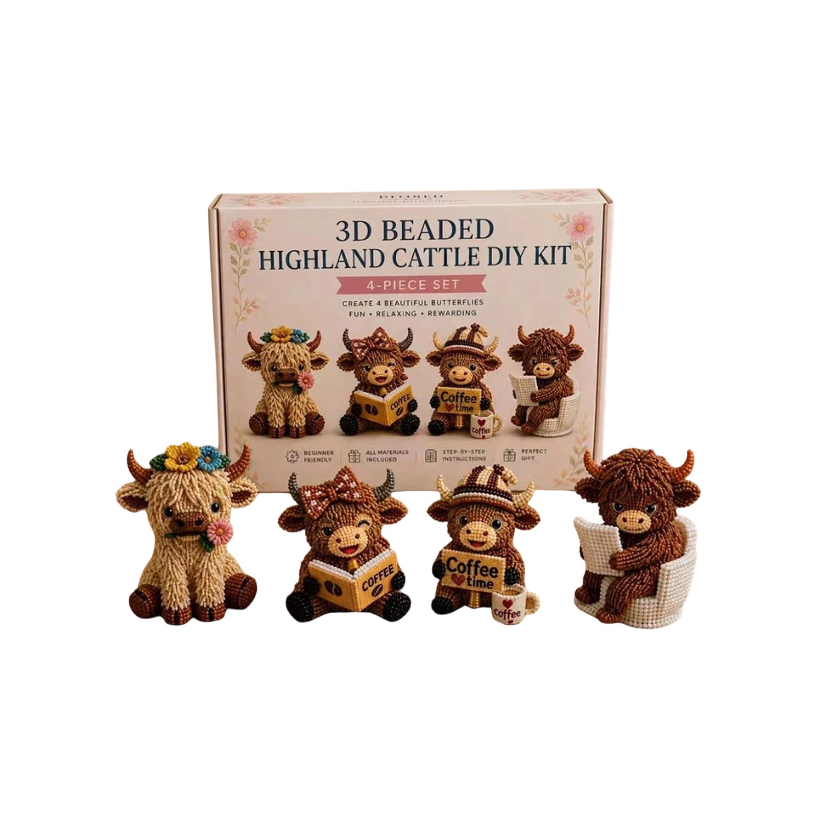 3D Beaded Animal Kit,DIY Creative Adults Crafts Includes Beads Tools Instructions,Funny Cute Farm Animal Beads Activities for Beginners