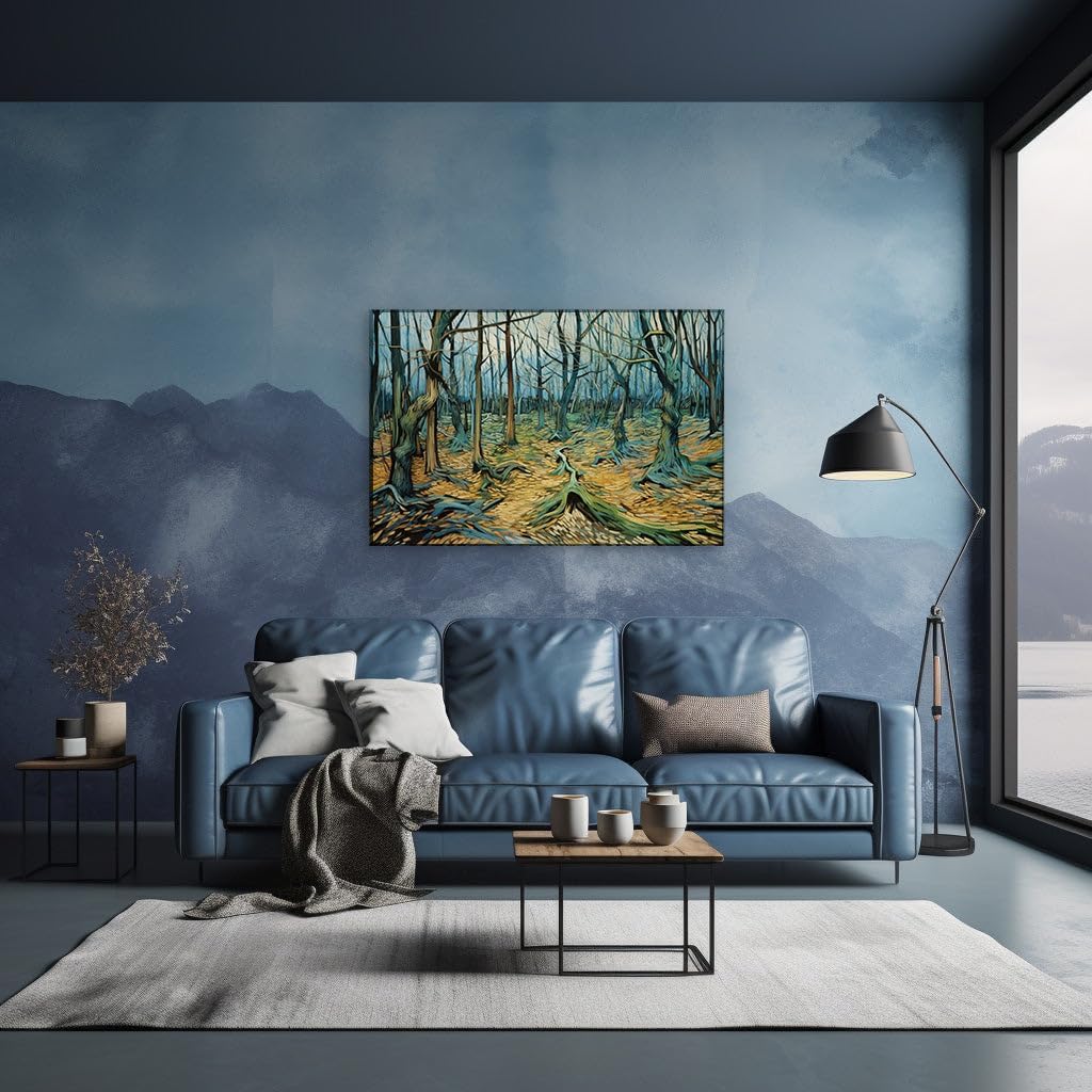 Canvas for Living room. Whispering Woods: A Serene Journey through Abstract Forest Hues, 27 x 18 inch Canvas Wall Art - Contemporary Masterpieces - Modern Home Decor - 69x46 cm (27x18 inch)